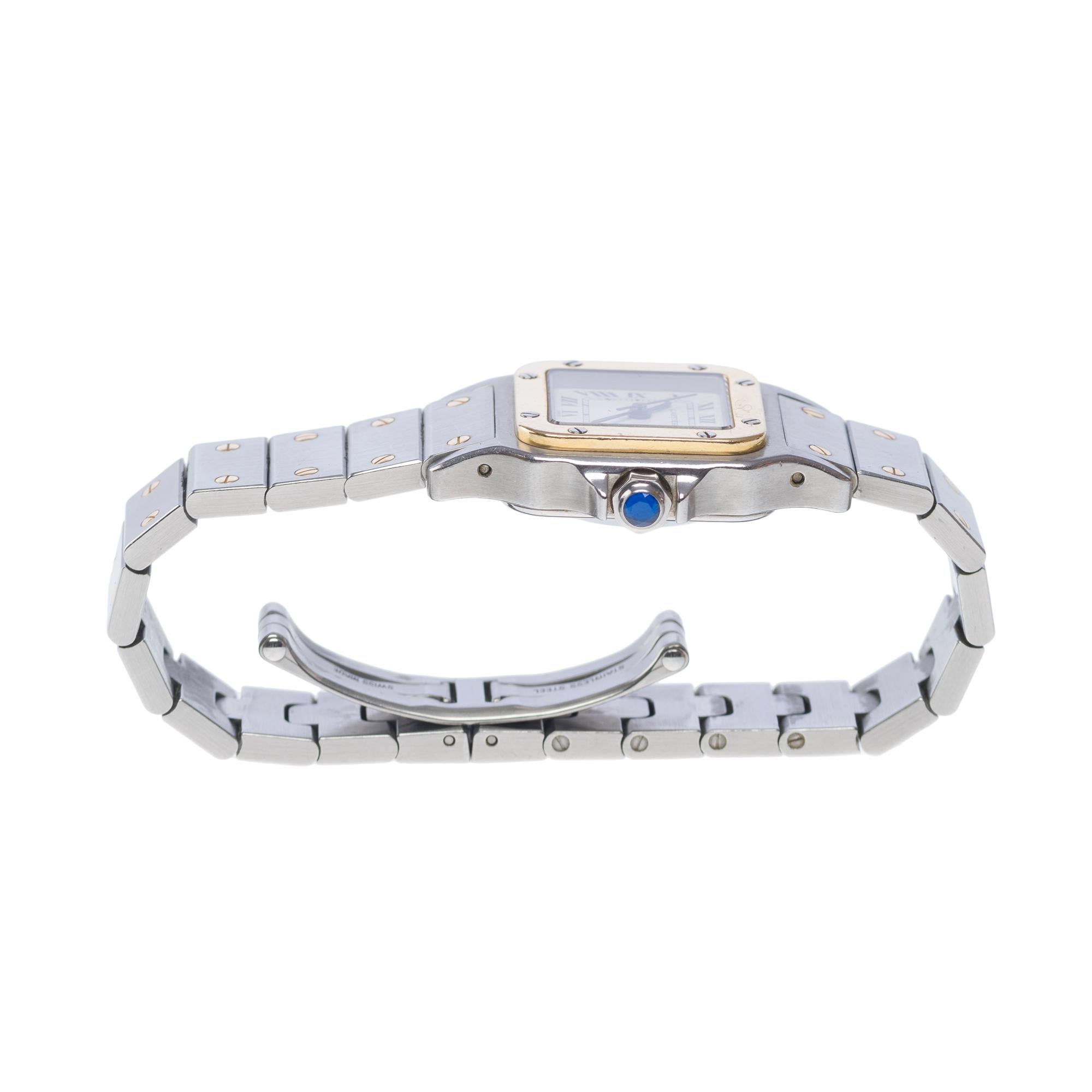 Modern Cartier Santos Galbée lady bicolor wristwatch in yellow gold plated & steel