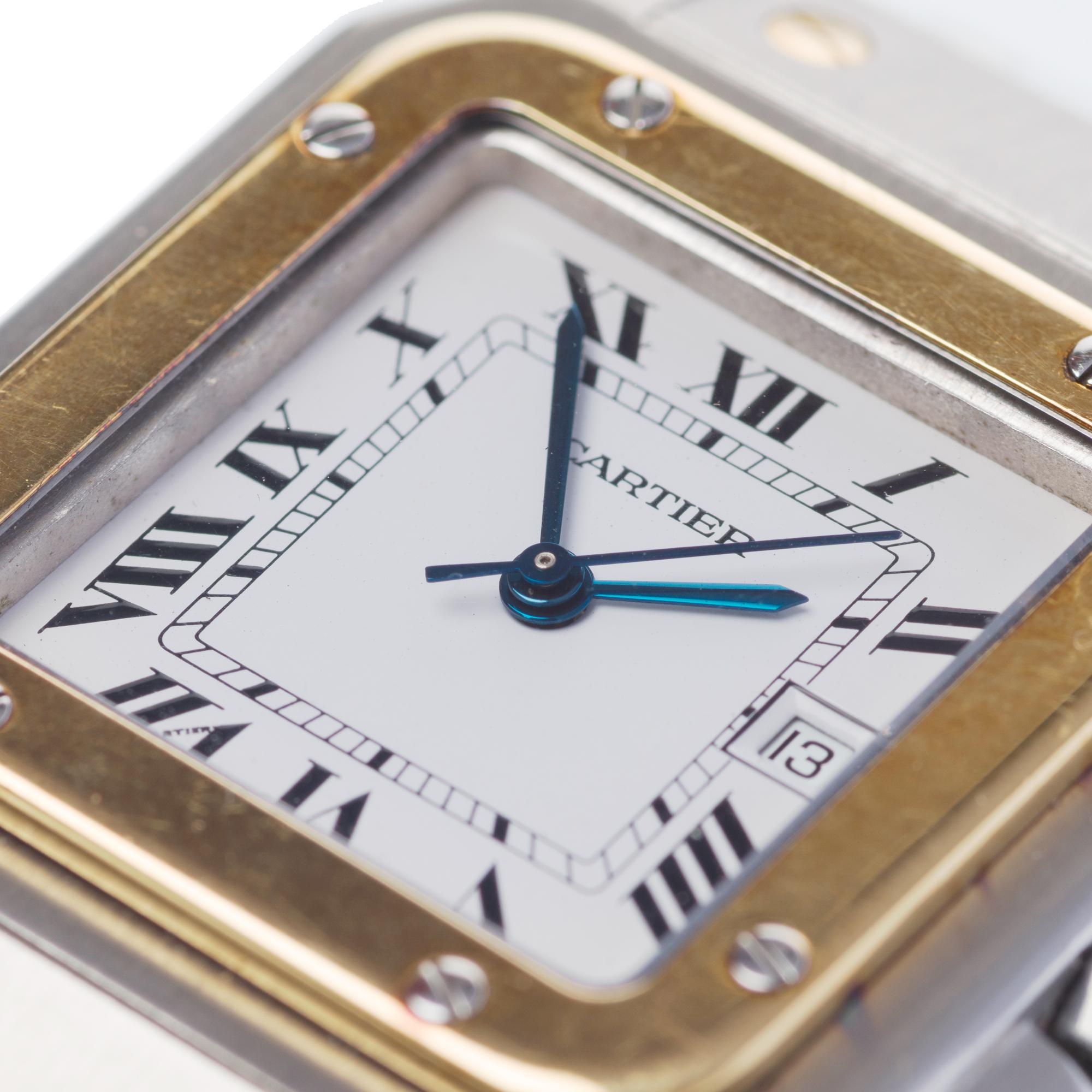 Cartier Santos Galbée Damen Bicolor Armbanduhr in Gelbgold & Stahl beschichtet im Angebot 5