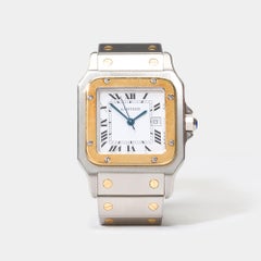 Cartier Santos Galbée Damen Bicolor Armbanduhr in Gelbgold & Stahl beschichtet