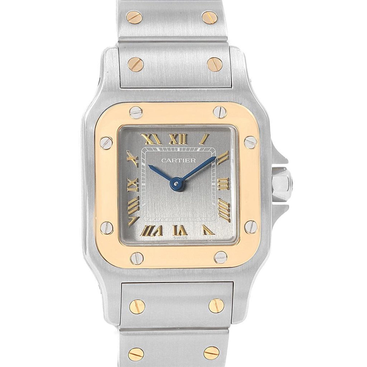 Cartier Santos Galbee Large Steel 18 Karat Yellow Gold Quartz Watch 1057930 For Sale At 1stdibs