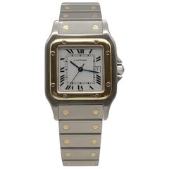Cartier Santos Galbee - Grande montre-bracelet automatique en acier et or
