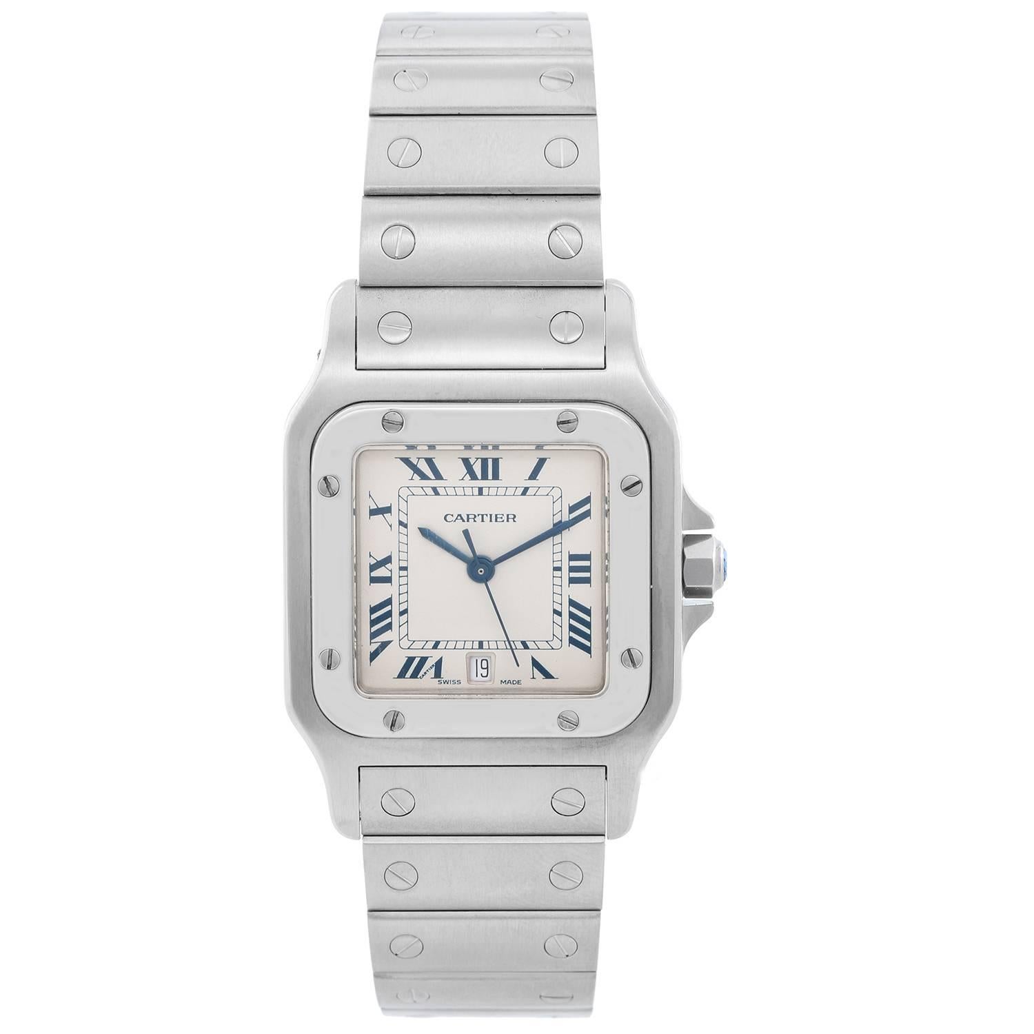 Cartier Stainless Steel Santos Galbee Midsize Quartz Wristwatch at ...