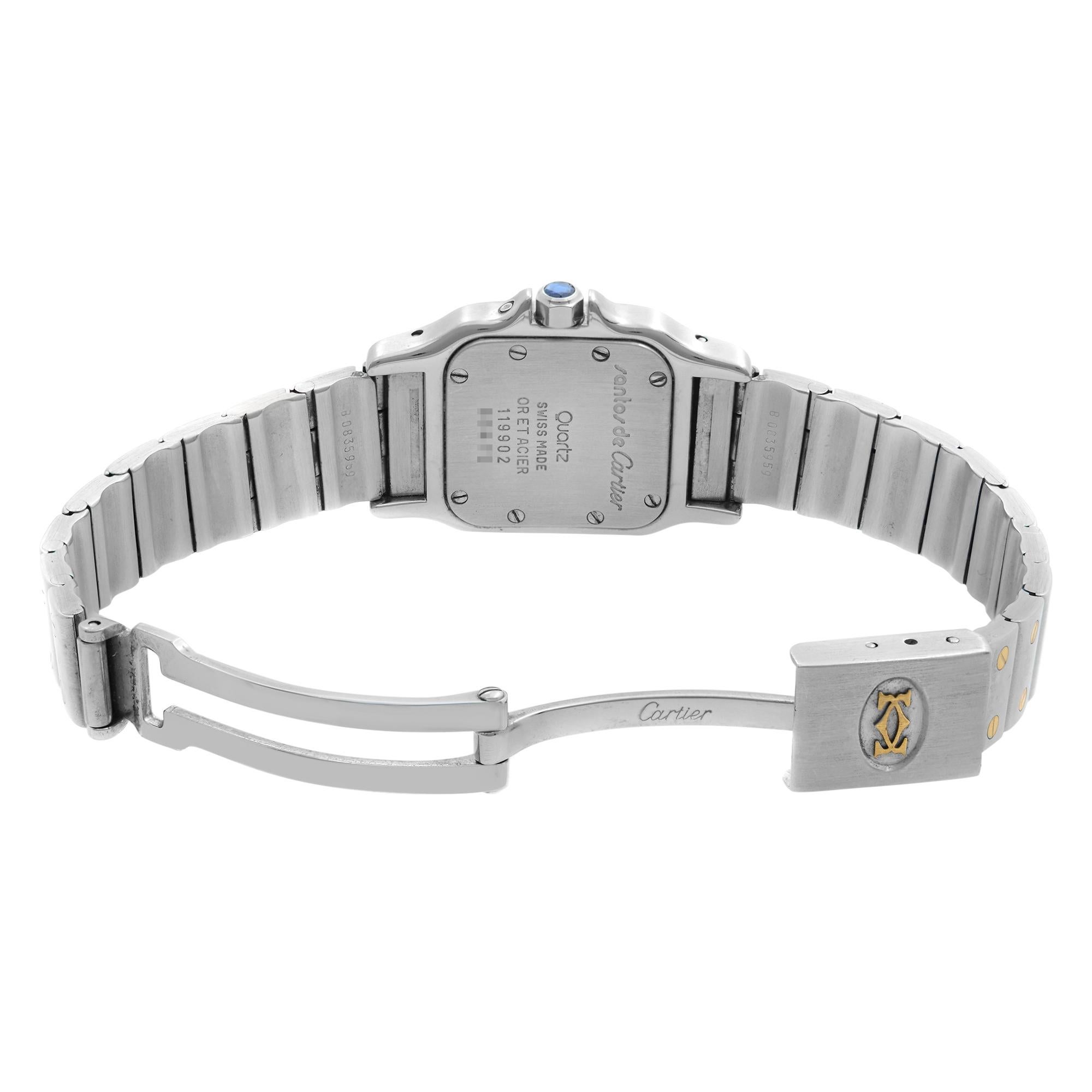Cartier Santos Galbee Moonphase Steel Silver Dial Ladies Quartz Watch 119902 In Good Condition In New York, NY