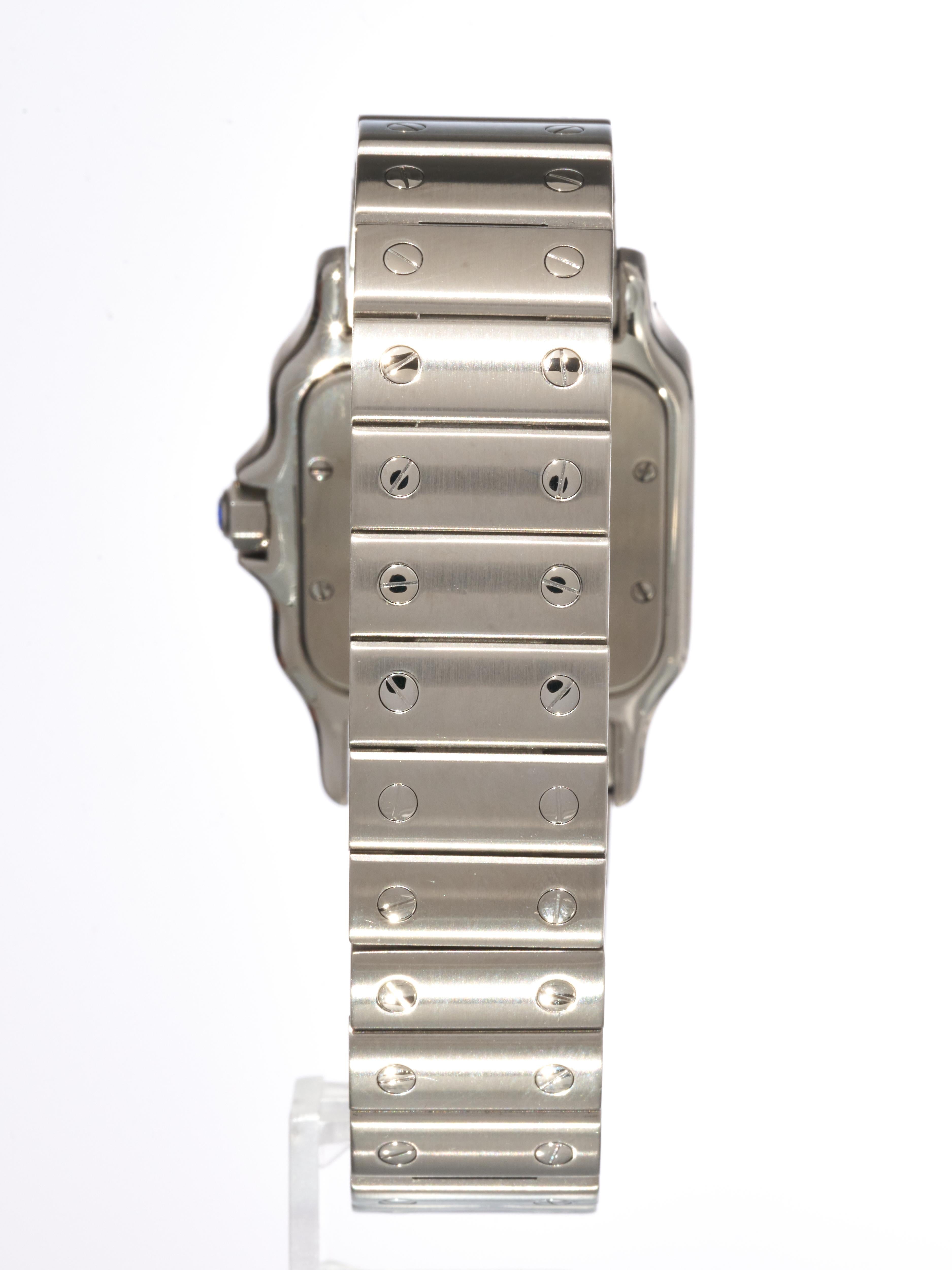 Women's or Men's Cartier Santos Galbee PM Ice Blue Logo Dial 29mm Steel Watch 1564 W20060D6 B&P For Sale