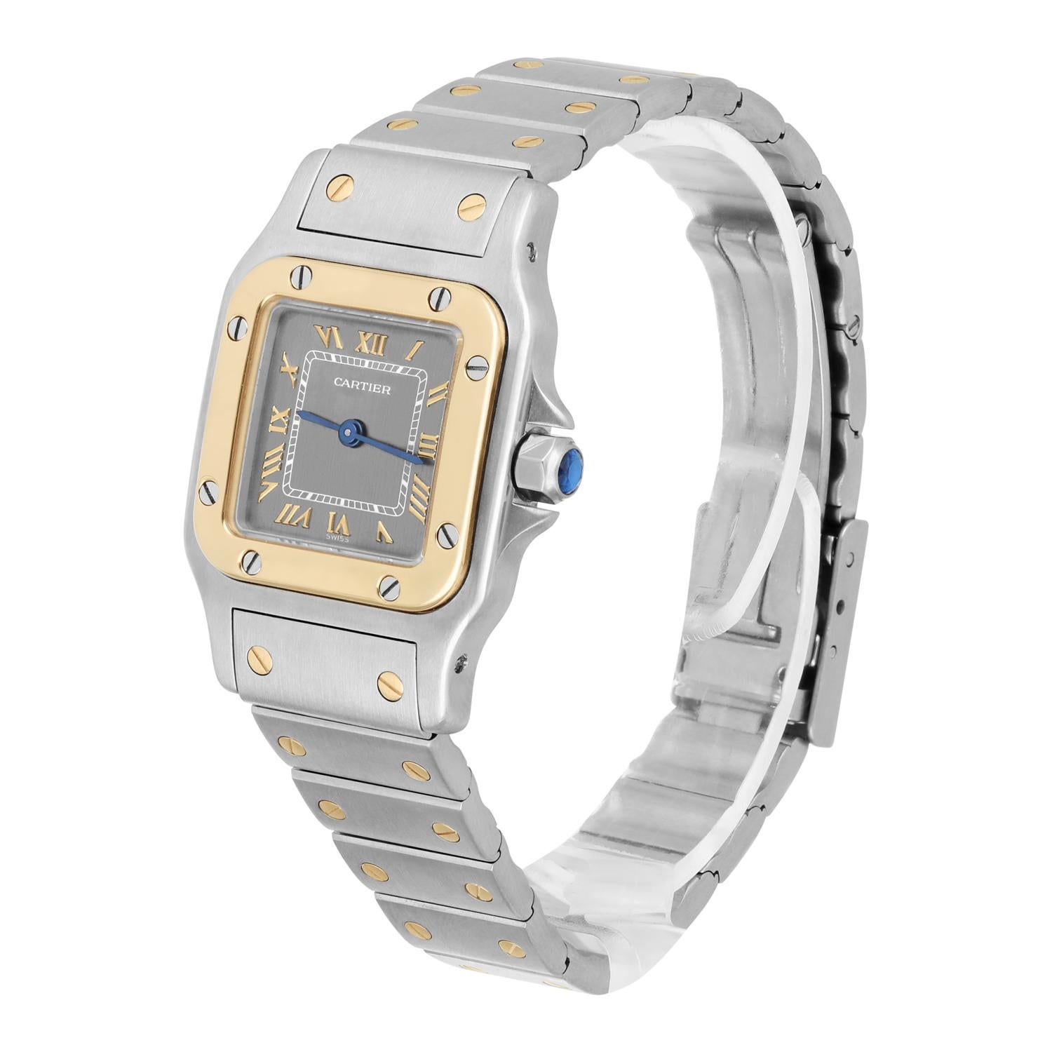 Cartier Santos Galbee Quarz 24 mm Zweifarbige Gelbgold Damenuhr 1567 2