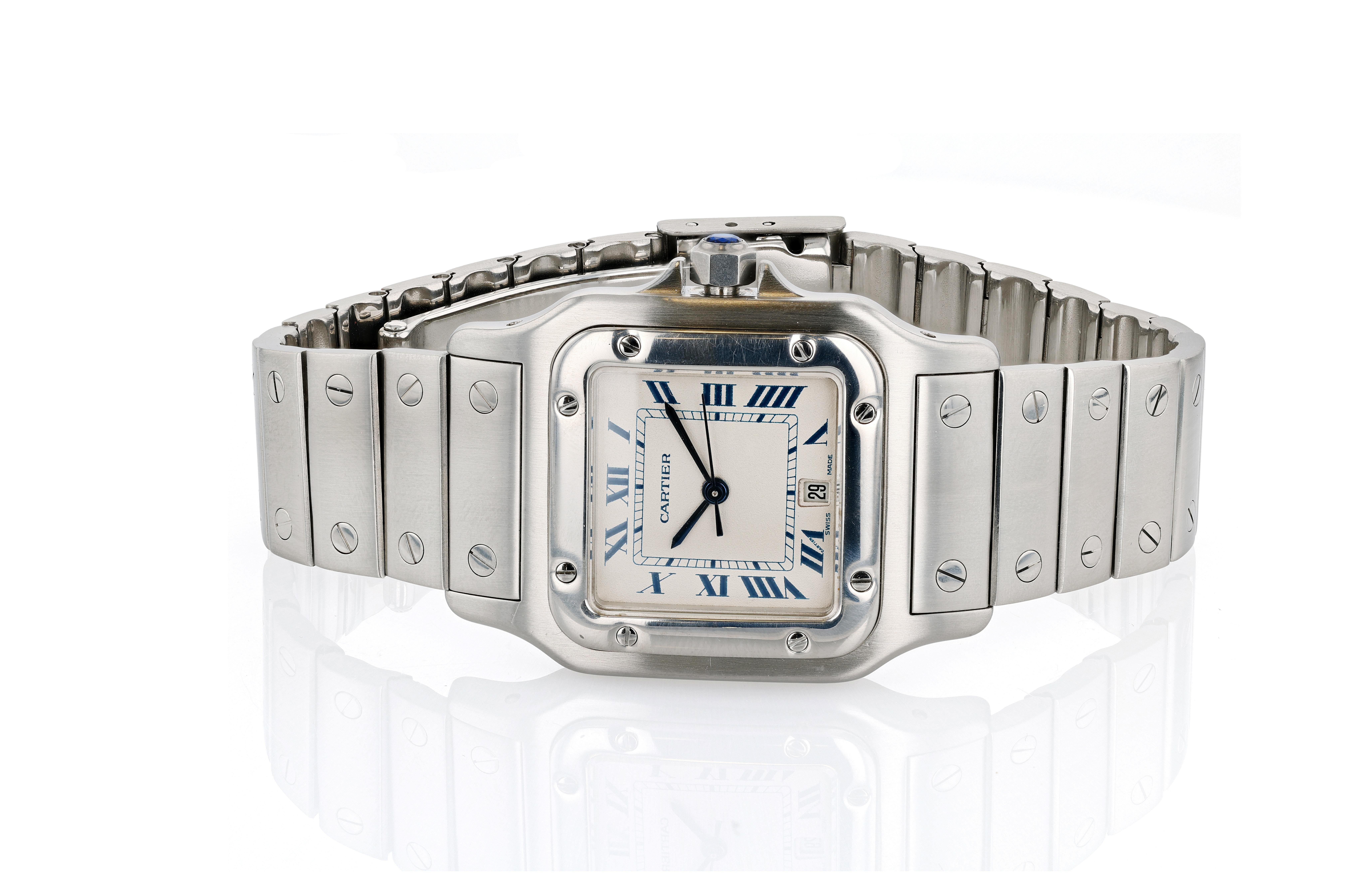 Montre-bracelet Cartier Santos Galbee à quartz en acier, circa 1985 Bon état - En vente à Princeton, NJ