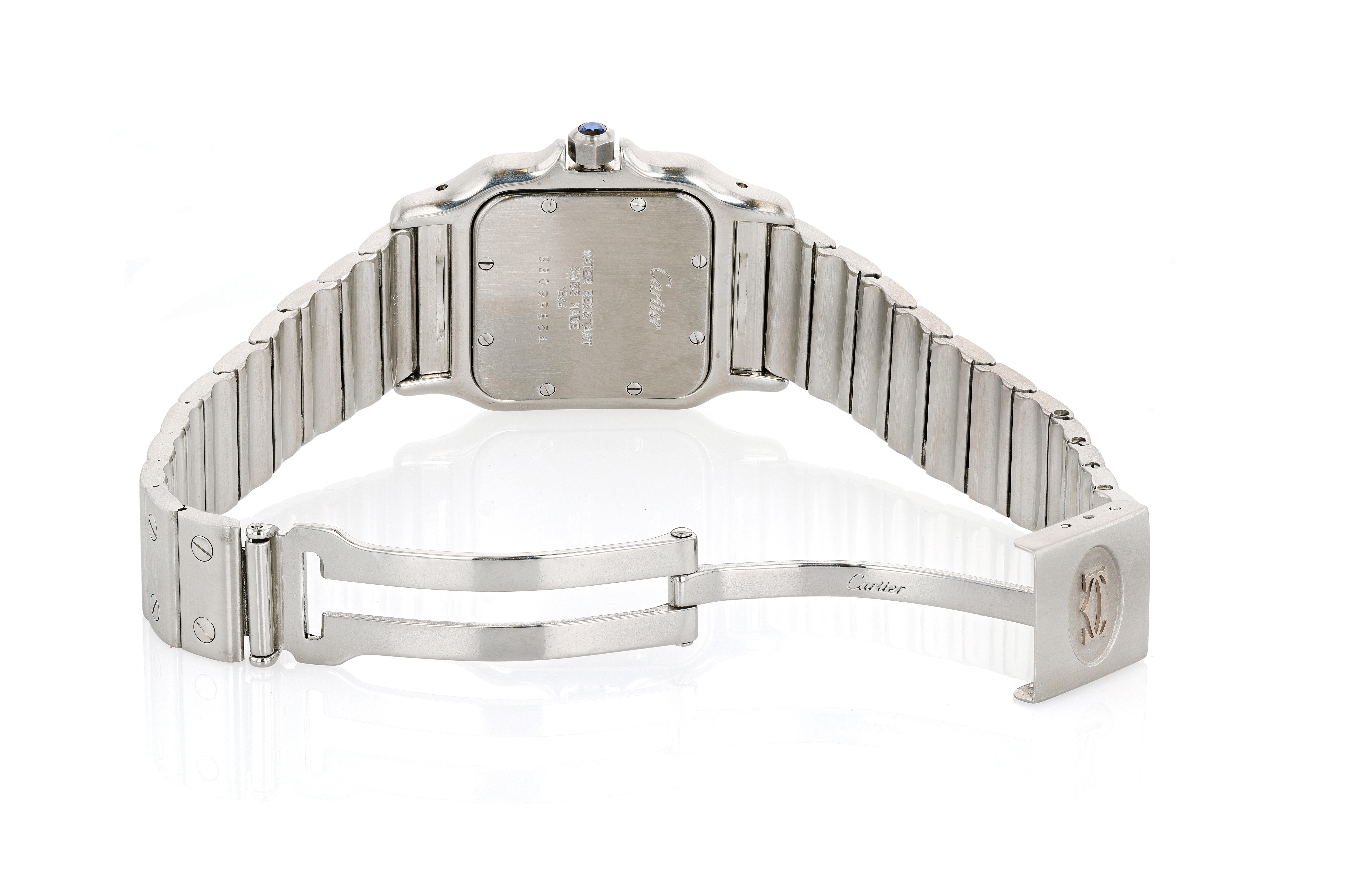 Montre-bracelet Cartier Santos Galbee à quartz en acier, circa 1985 en vente 1