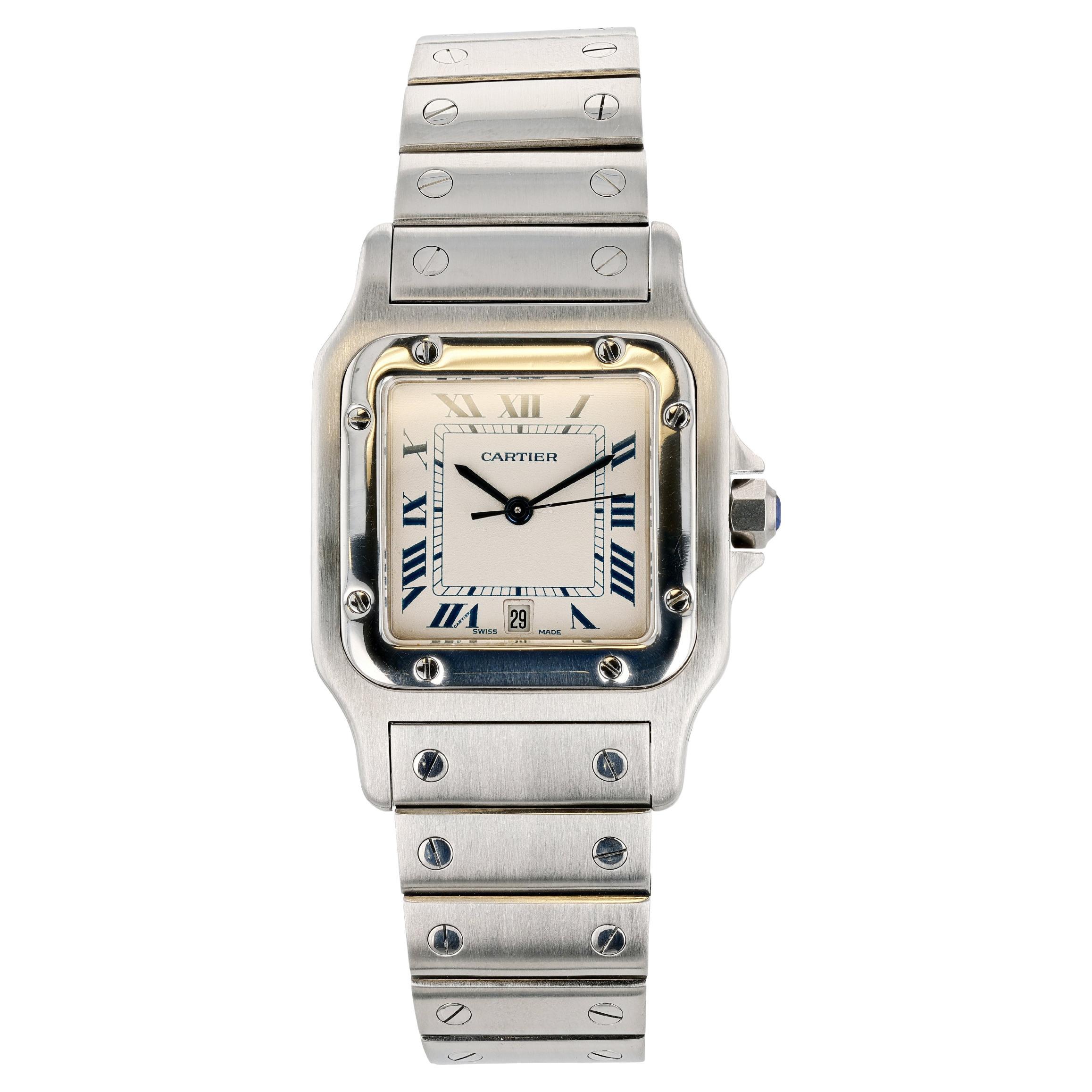 Cartier Santos Galbee Quarz-Stahl-Armbanduhr um 1985
