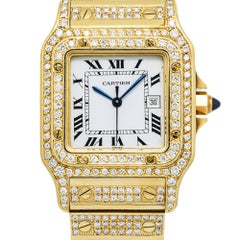 Cartier Santos Galbee Quartz Yellow Gold Diamond White Dial Women's Watch 24mm