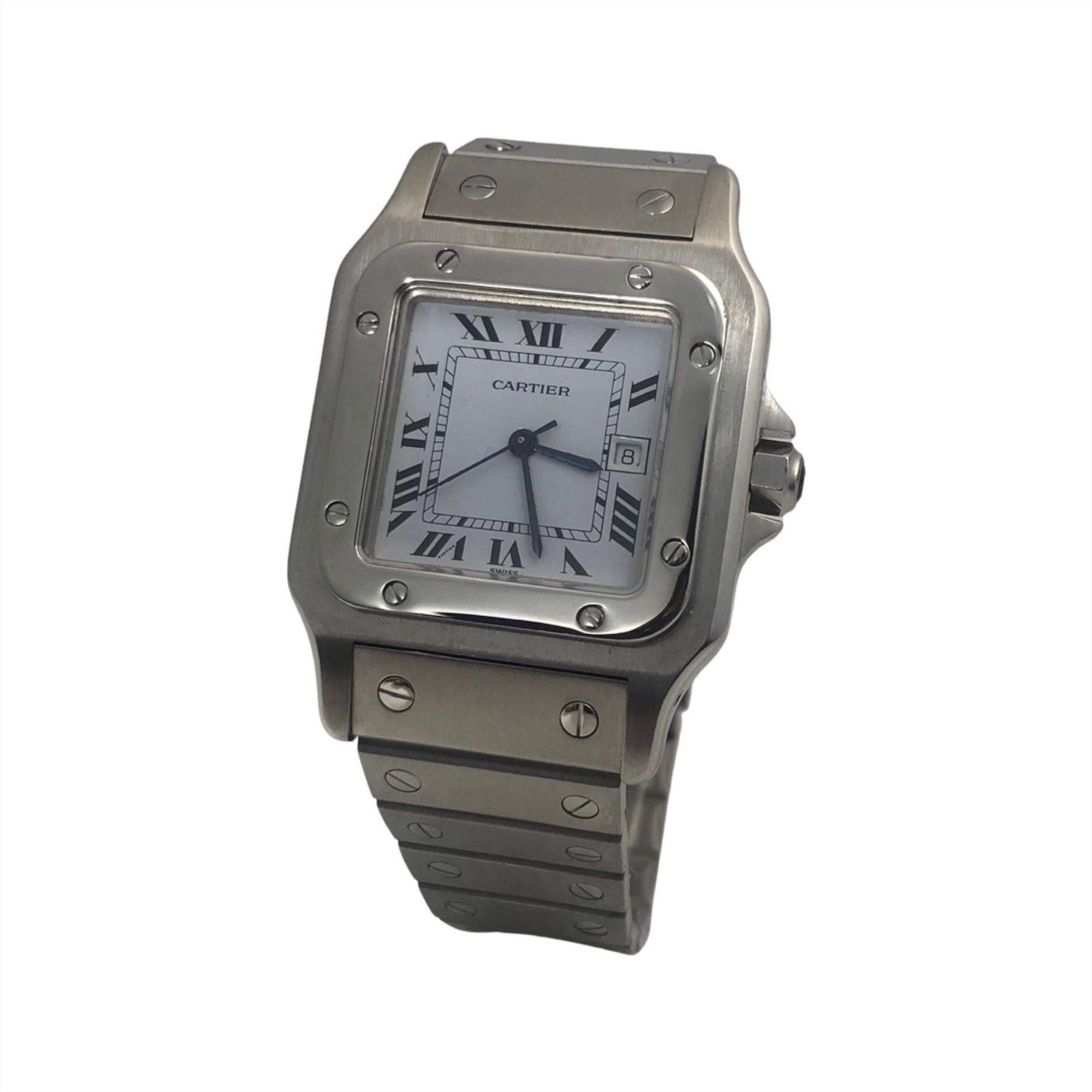 ITEM SPECIFICATIONS:

Brand: Cartier

Model Name: Santos Carree

Model Number: 2960

Movement: Automatic

Water Resistance: 30 m / 3 ATM

Case Material: Stainless Steel

Case Size: 29 mm

Face Color: White

Hour Markers: Roman Numerals

Bracelet