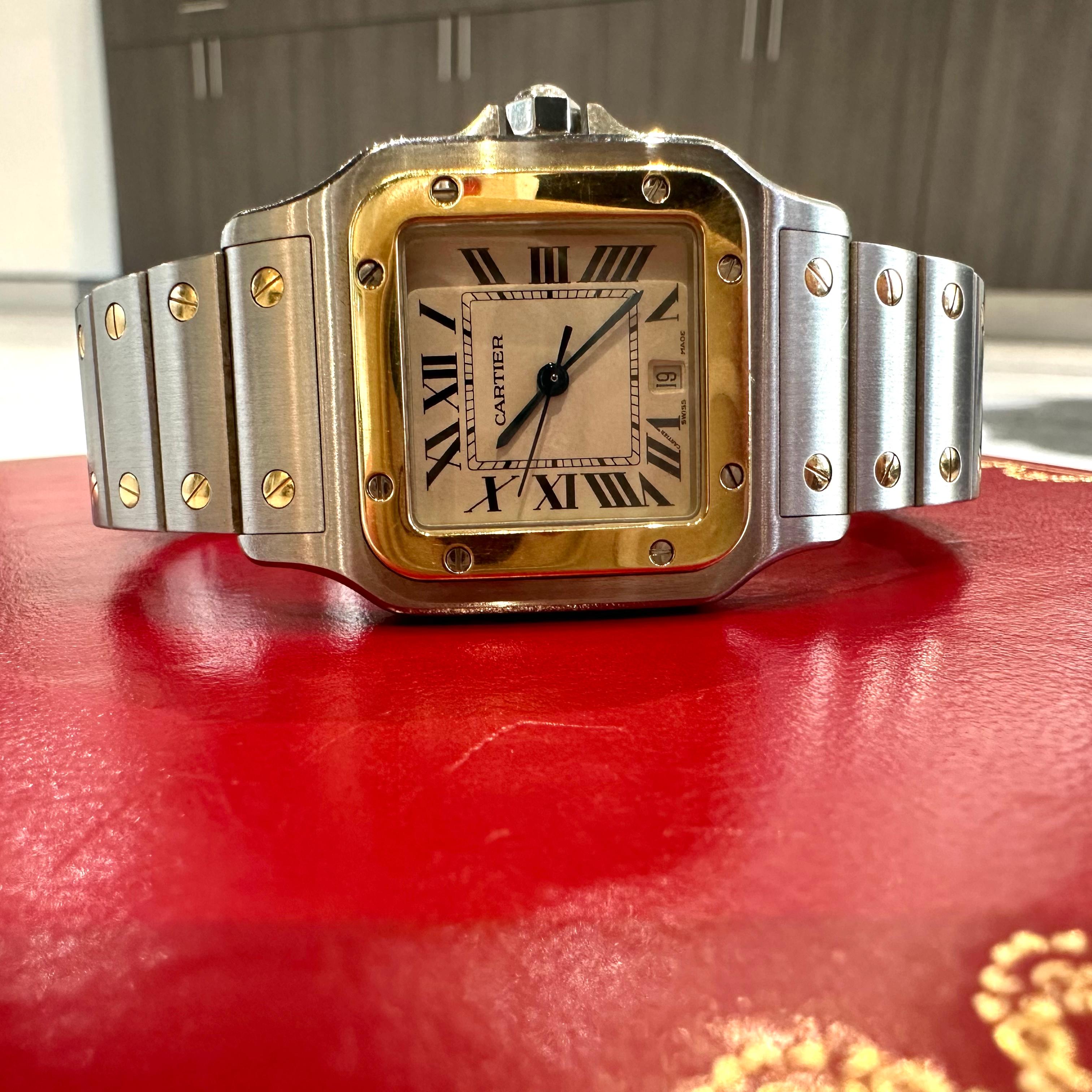 Cartier Santos Galbee REF 1566 Uhr aus Edelstahl und Gold im Zustand „Hervorragend“ im Angebot in Miami, FL