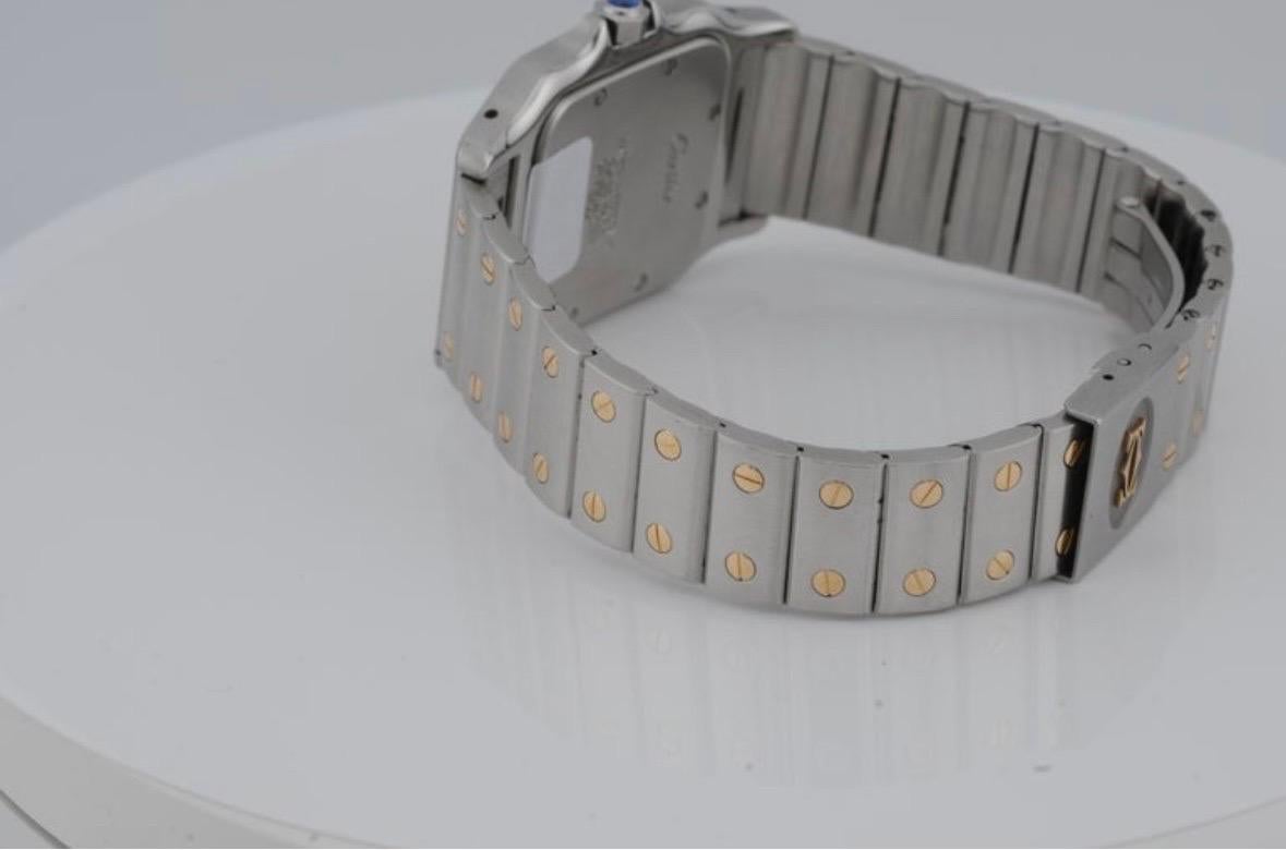 Cartier Santos Galbée Ref. 1566 - Montre à quartz en acier et or en vente 5