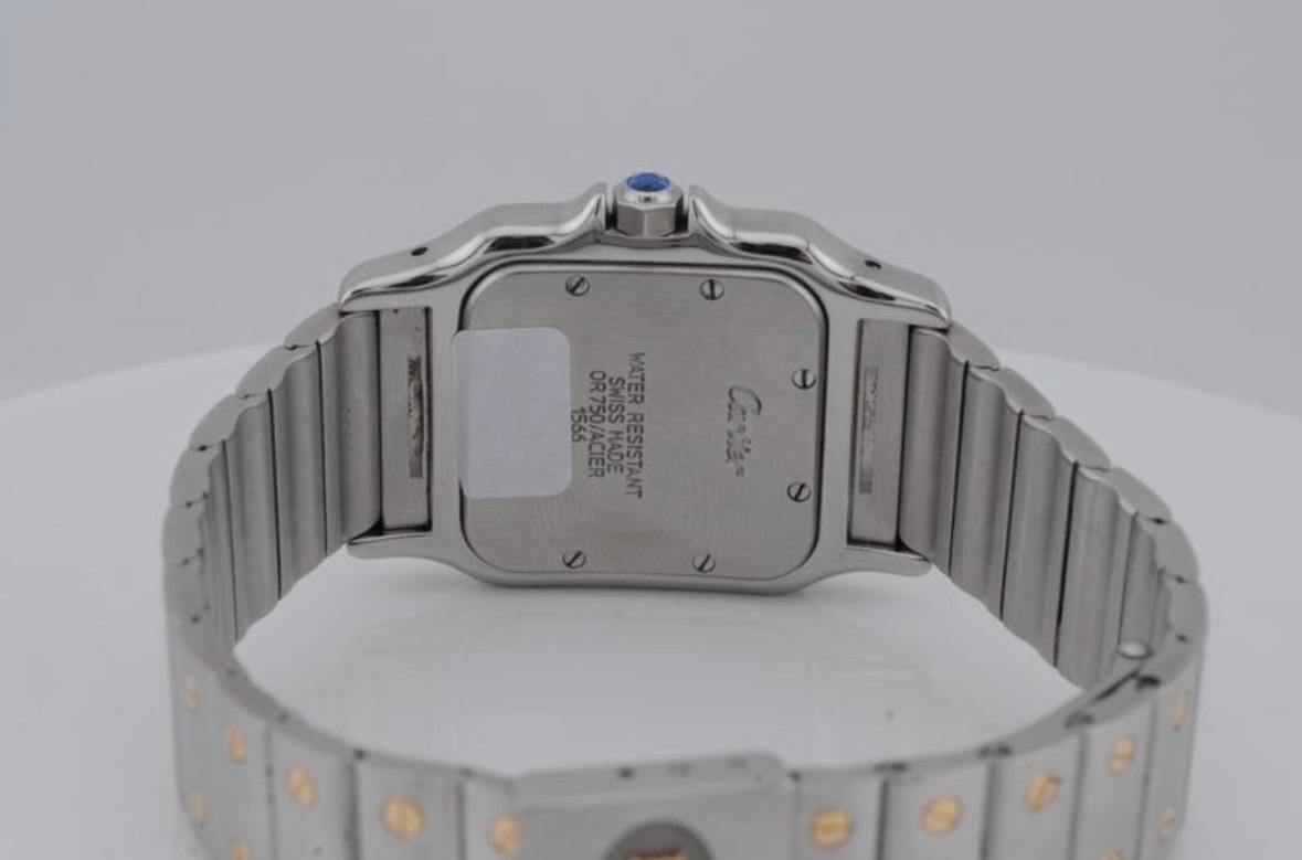 Cartier Santos Galbée Ref. 1566 - Montre à quartz en acier et or en vente 3