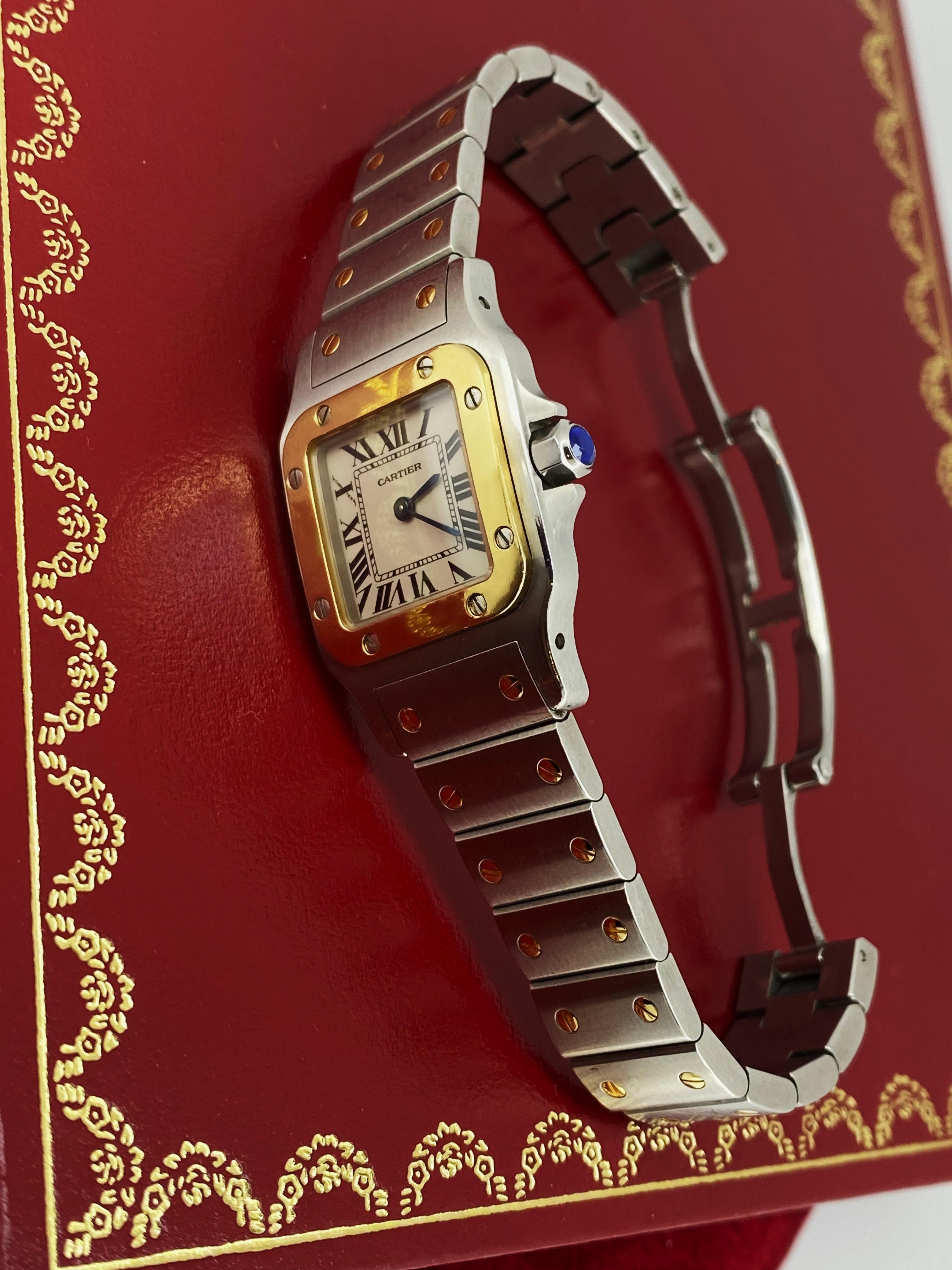 Women's Cartier Santos Galbée ref 1567 Two-Tone Gold & Steel 24mm Quartz Ladies' Watch For Sale