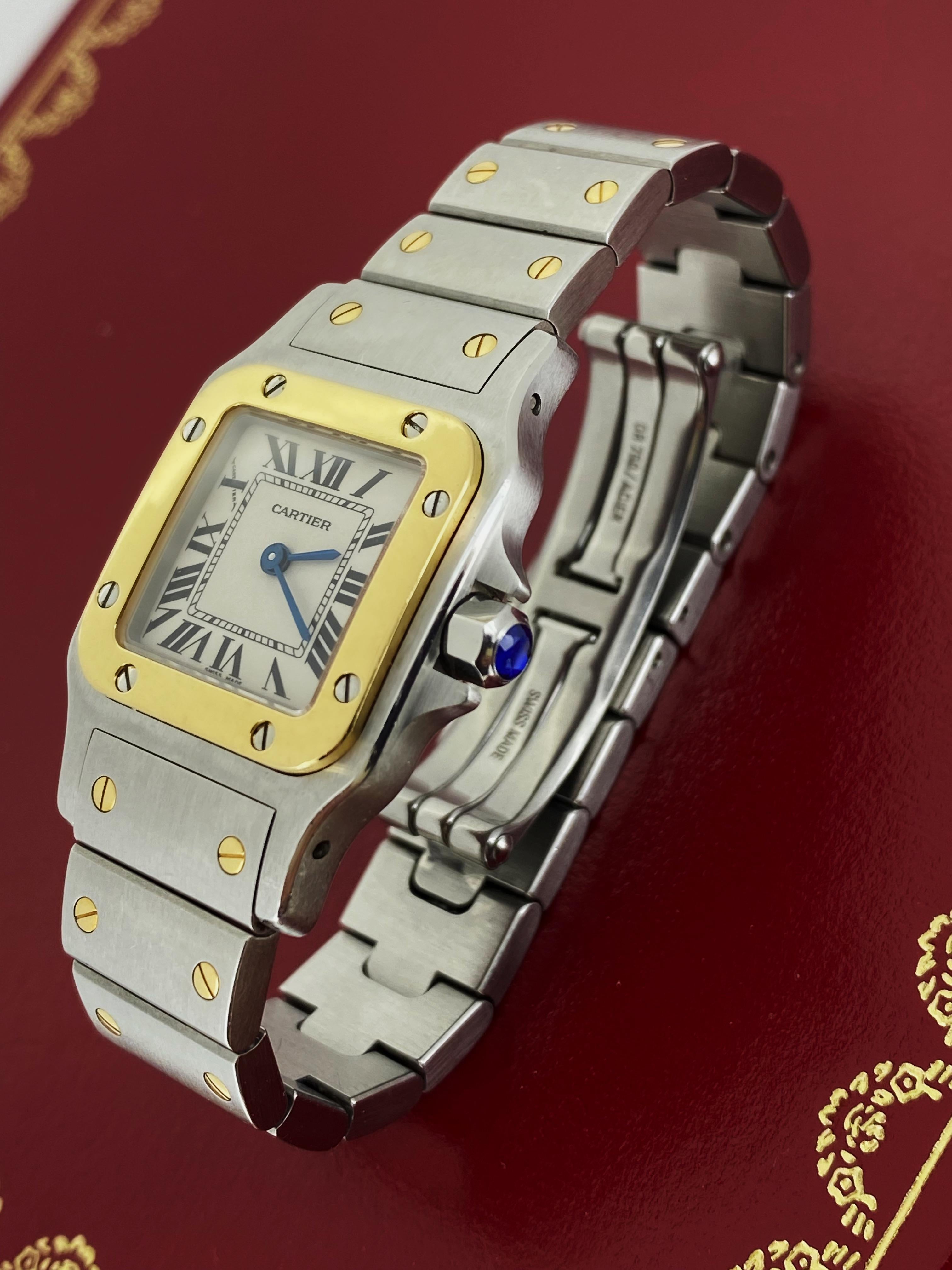 Cartier Santos Galbée ref 1567 Two-Tone Gold & Steel 24mm Quartz Ladies' Watch For Sale 1
