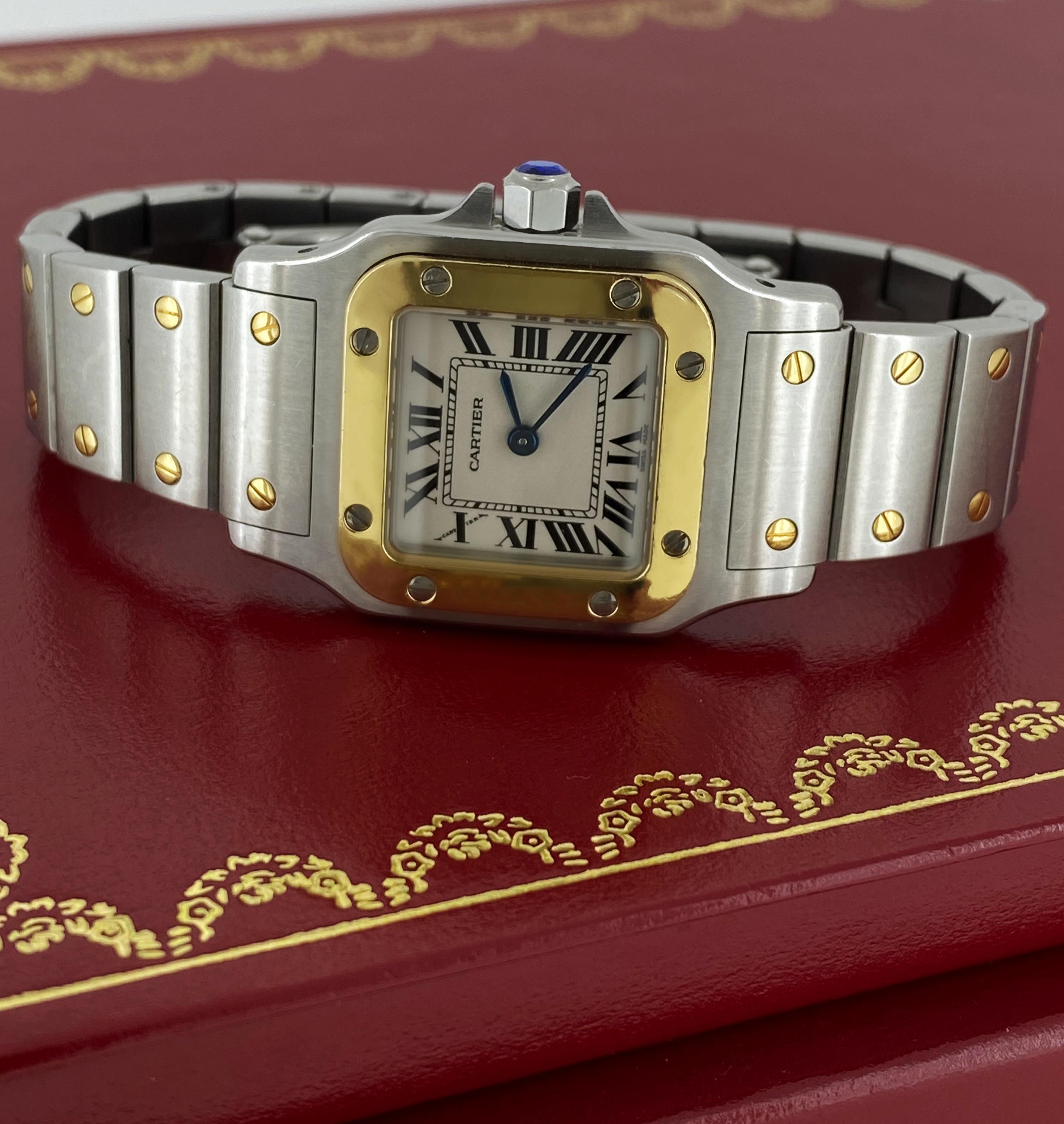 Cartier Santos Galbée ref 1567 Two-Tone Gold & Steel 24mm Quartz Ladies' Watch For Sale 2