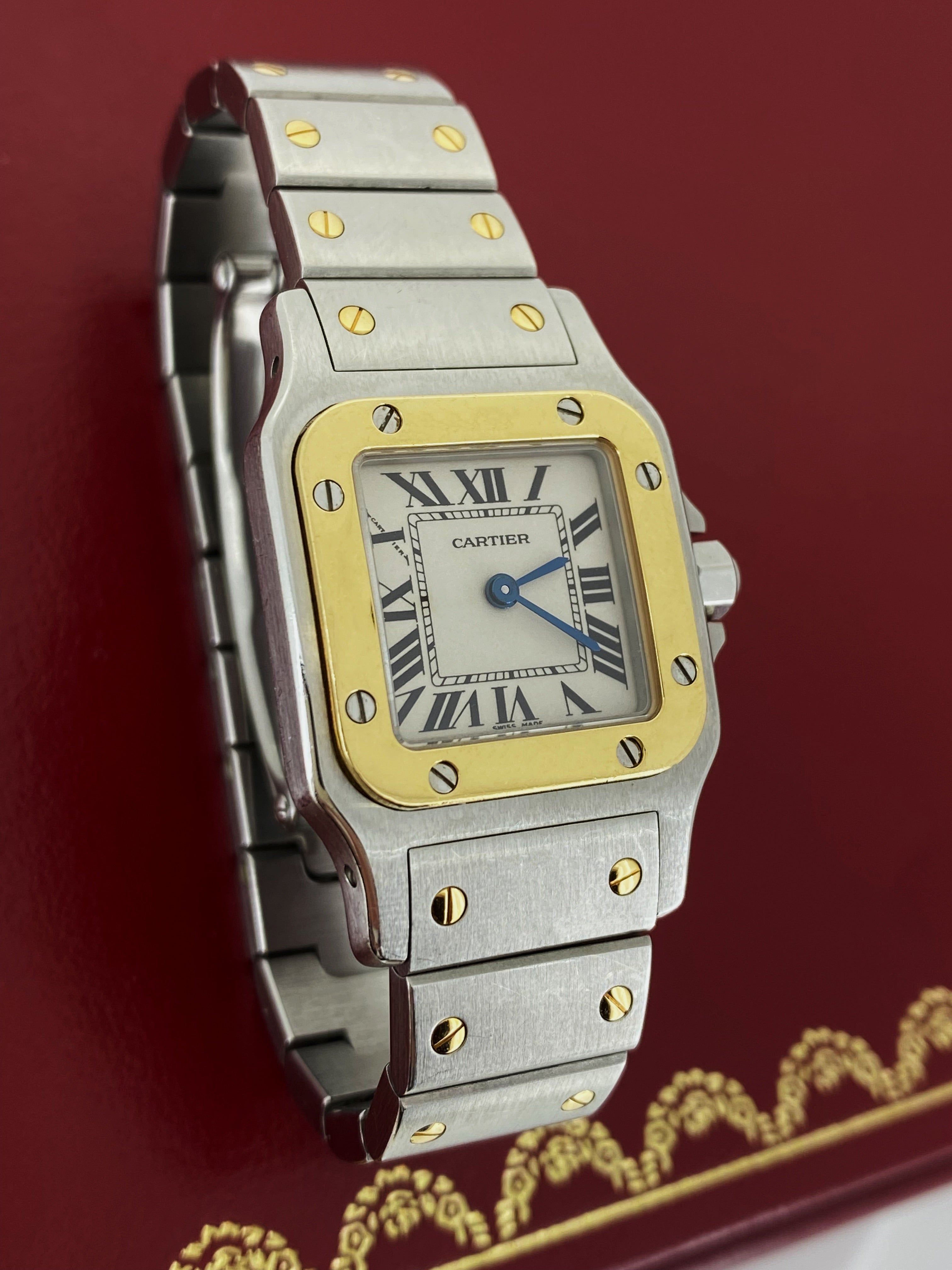 Cartier Santos Galbée ref 1567 Two-Tone Gold & Steel 24mm Quartz Ladies' Watch For Sale