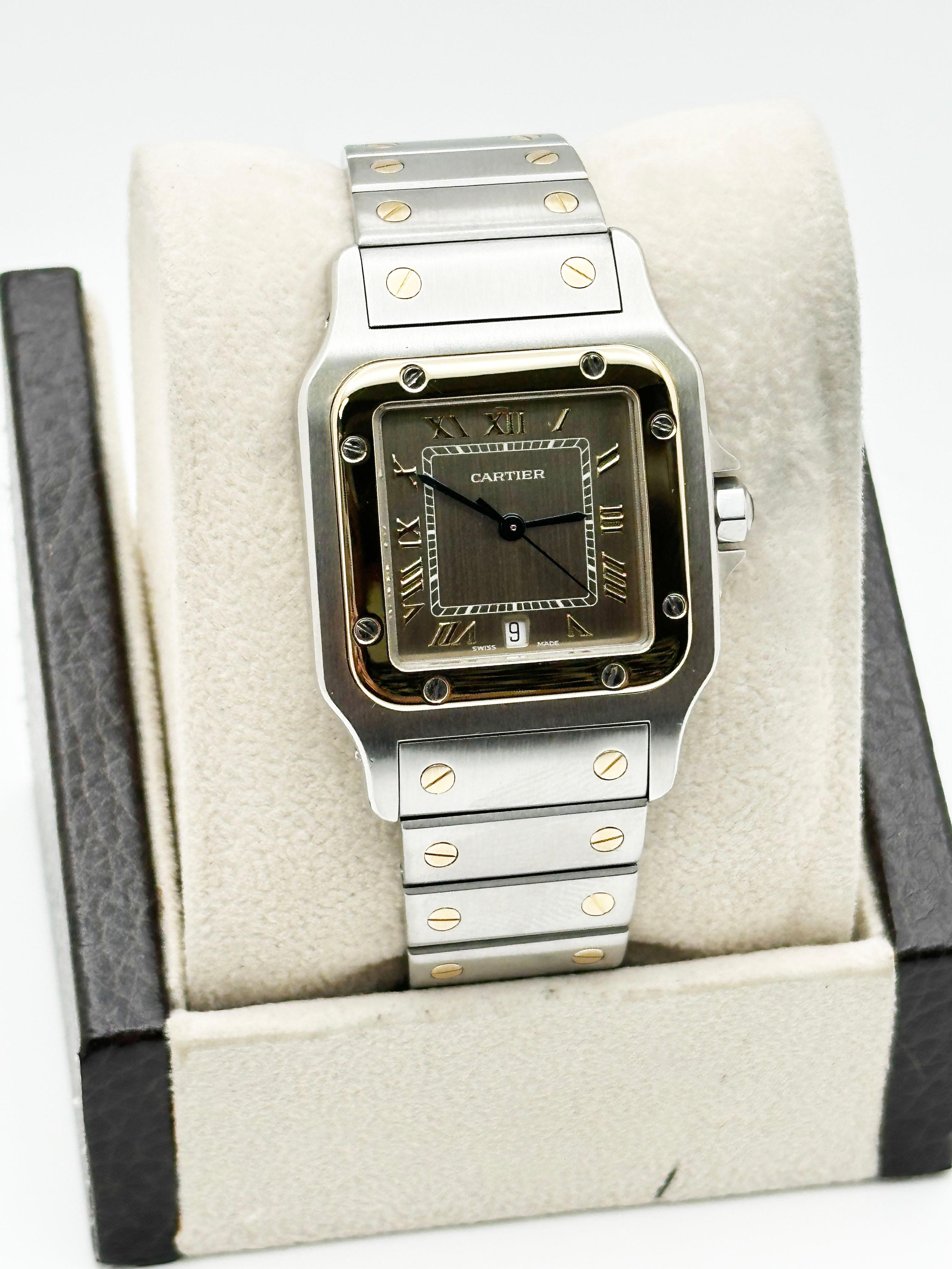  Cartier Santos Galbee Réf. 187901 Cadran en bronze et or jaune 18 carats, boîte en acier inoxydable 29 mm Pour femmes 