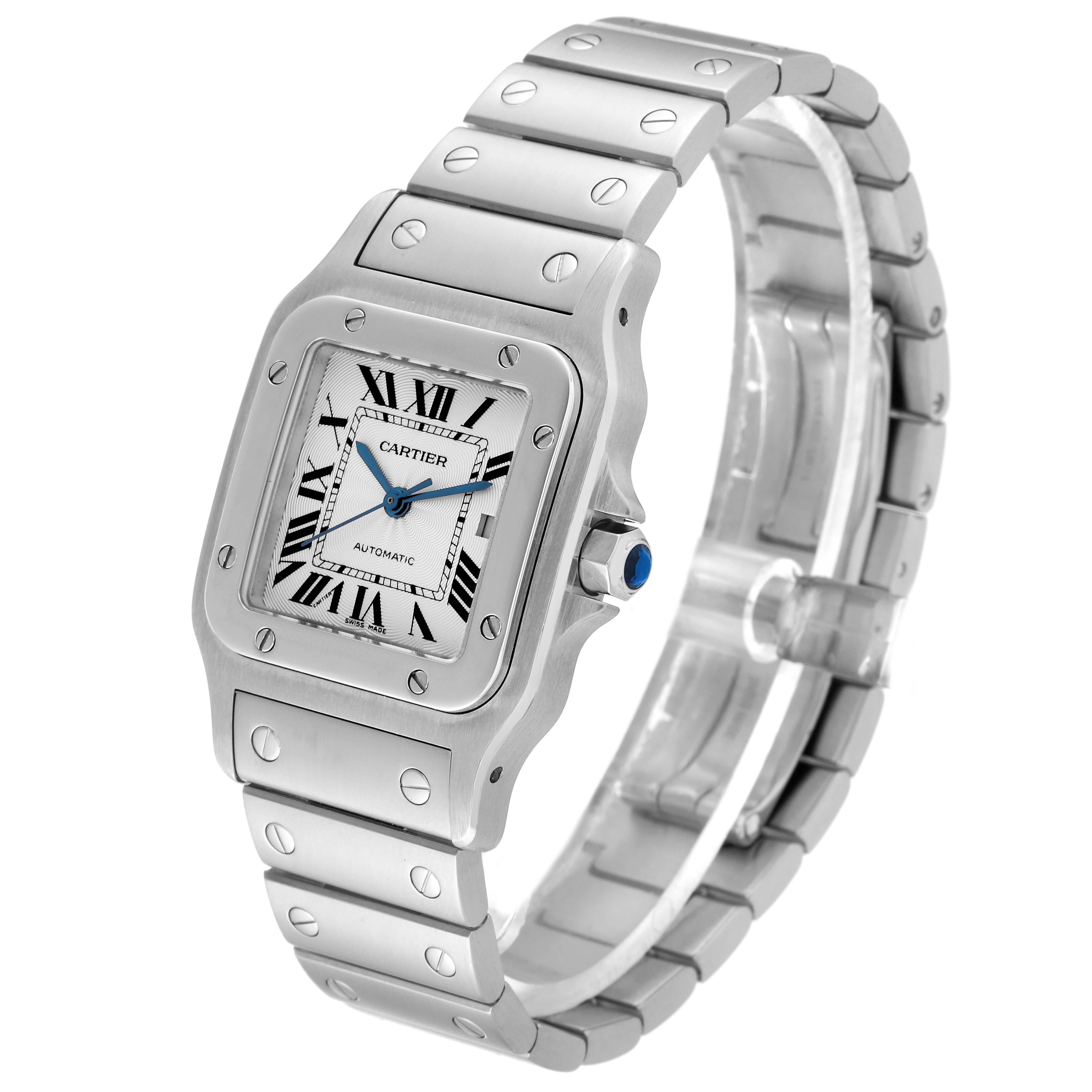 Men's Cartier Santos Galbee Silver Dial Automatic Steel Mens Watch W20055D6 Box Papers