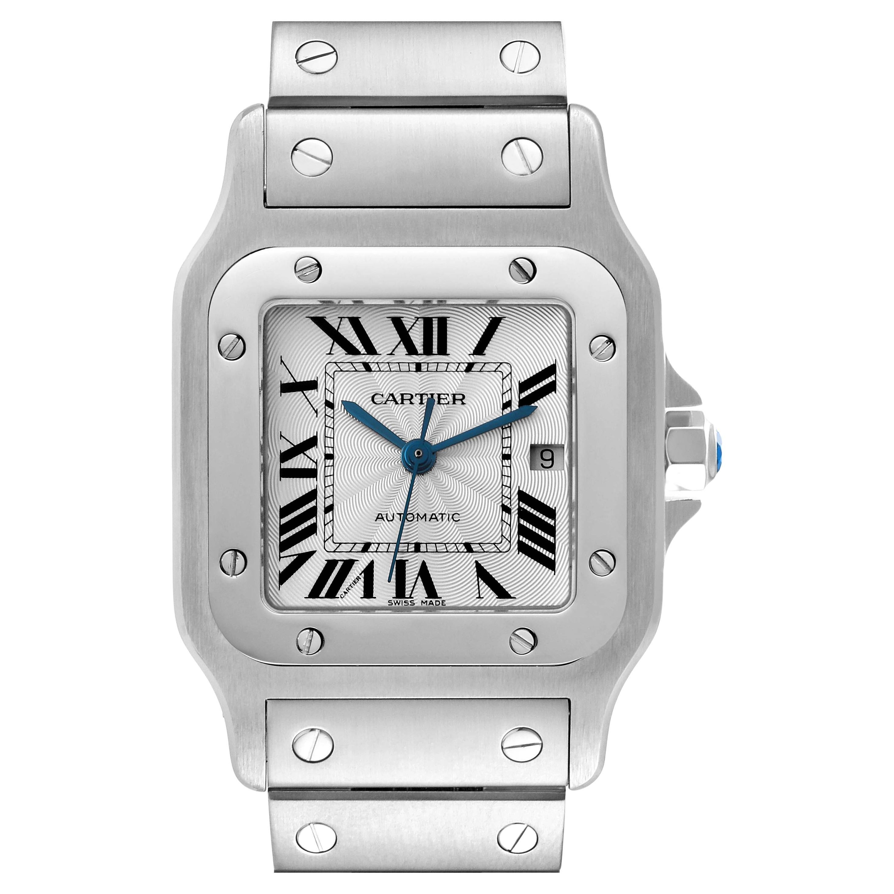 Cartier Santos Galbee Silver Dial Automatic Steel Mens Watch W20055D6 Box Papers
