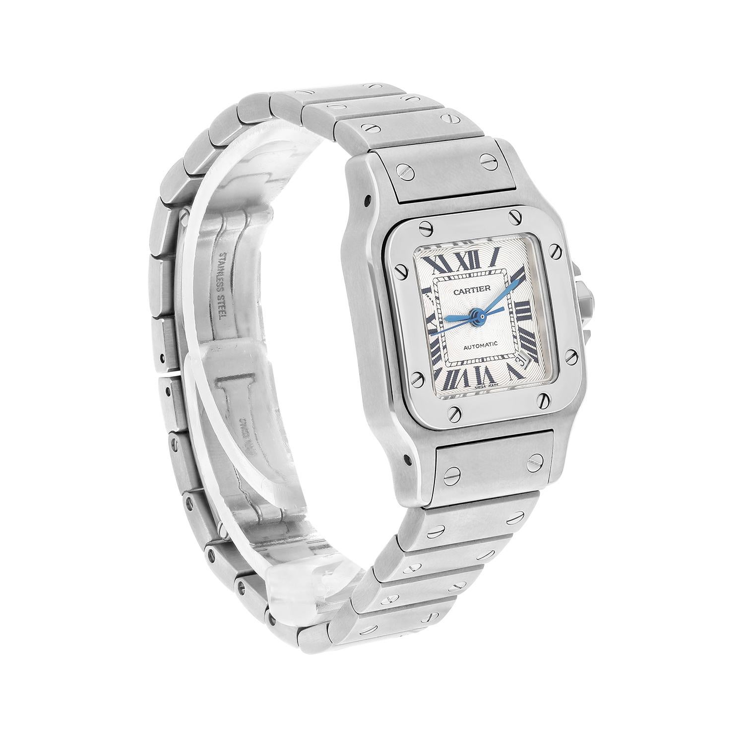 Cartier Santos Galbee petite montre pour femme en acier W20054D6/2423 Excellent état - En vente à New York, NY