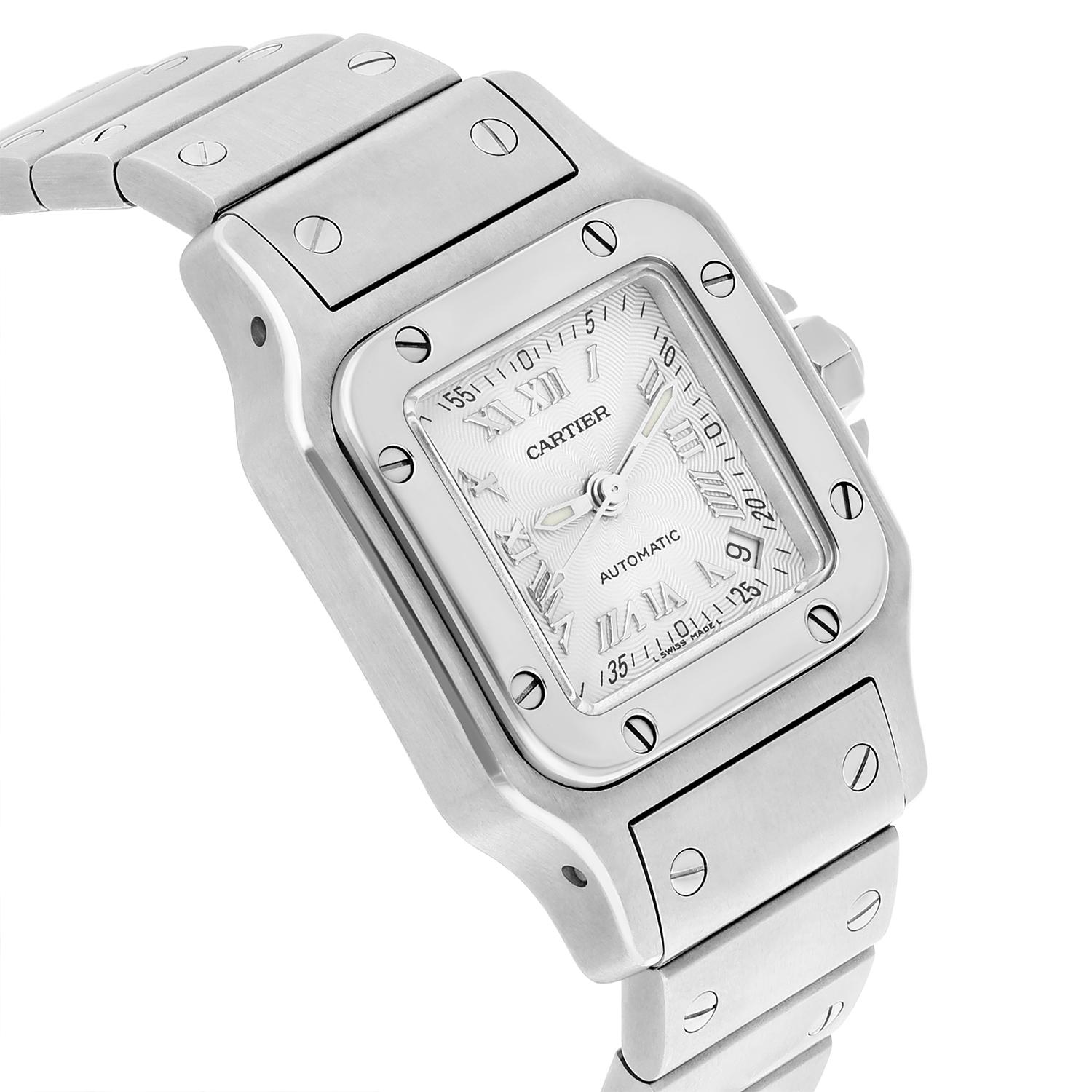 Cartier Santos Galbée Silver Dial Small Steel Ladies Watch W20054D6/2423 Pour femmes en vente