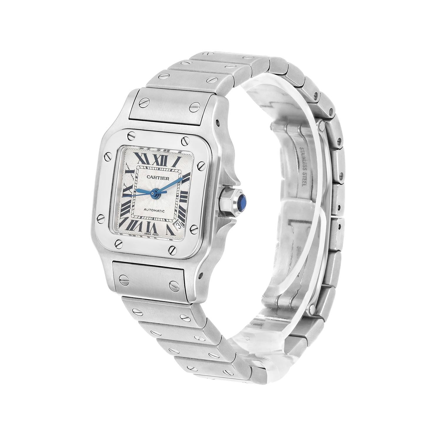 Cartier Santos Galbee Silver Dial Small Steel Ladies Watch W20054D6/2423 For Sale 1