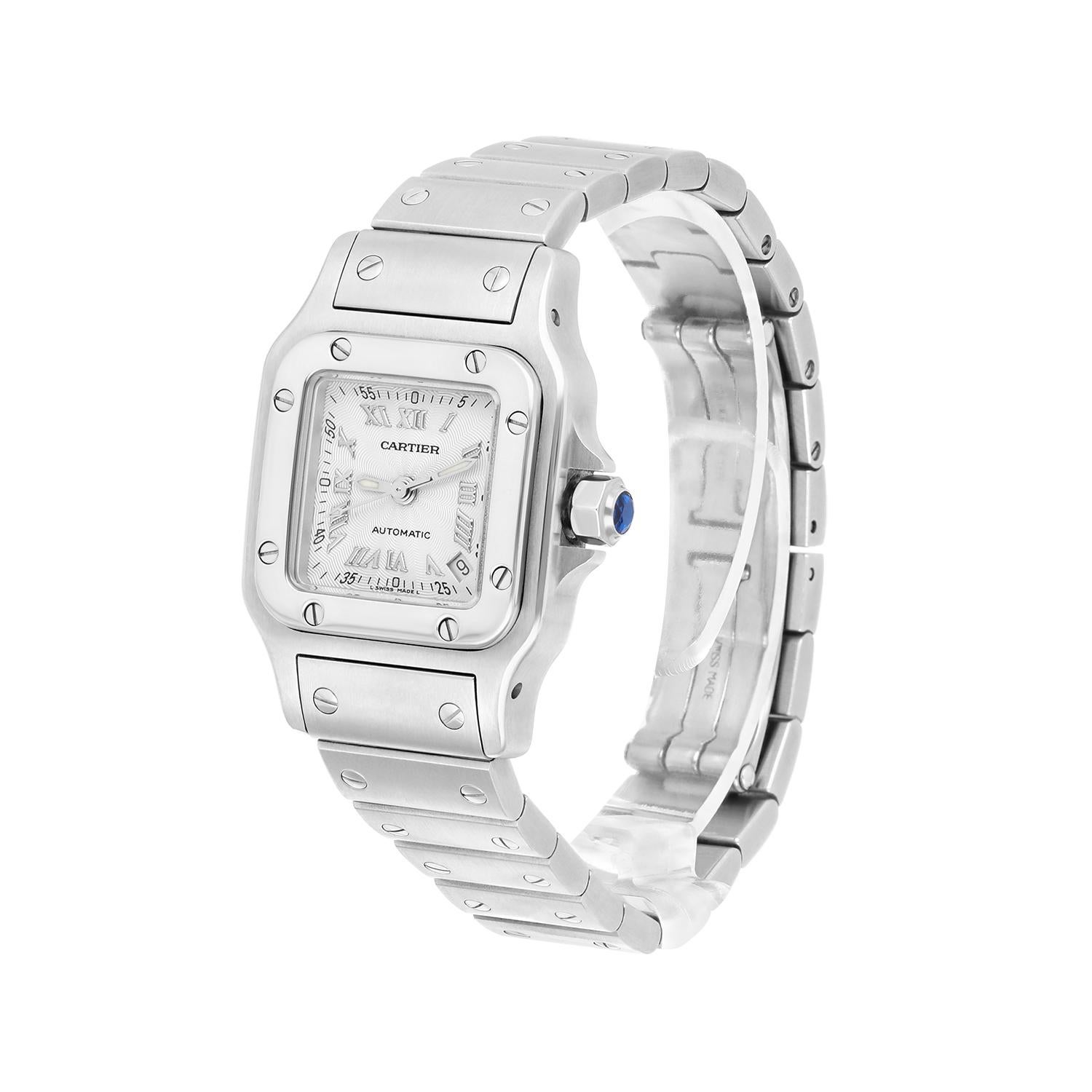 Cartier Santos Galbée Silver Dial Small Steel Ladies Watch W20054D6/2423 en vente 1