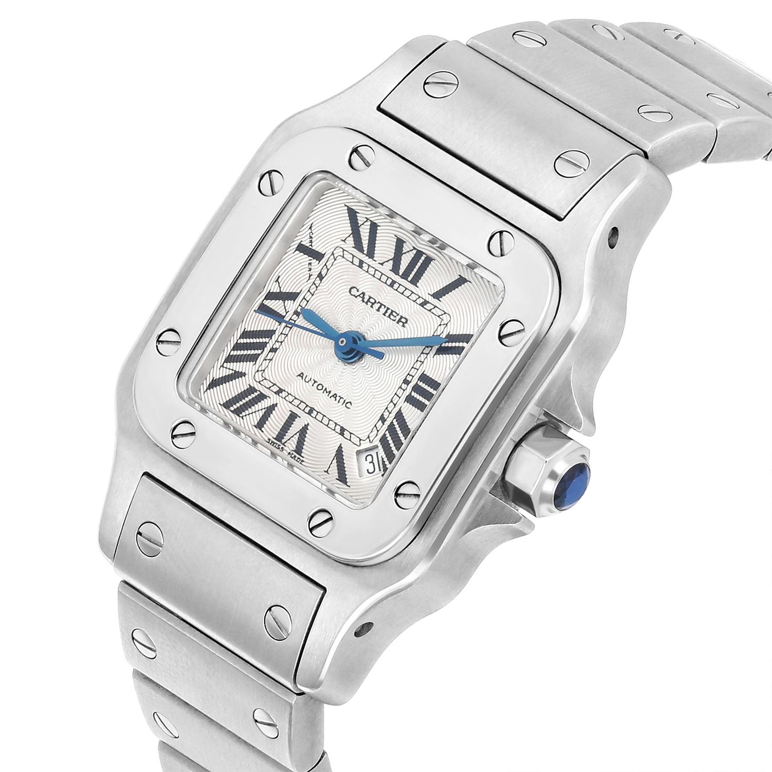 Women's Cartier Santos Galbee Silver Dial Small Steel Ladies Watch W20054D6/2423 For Sale