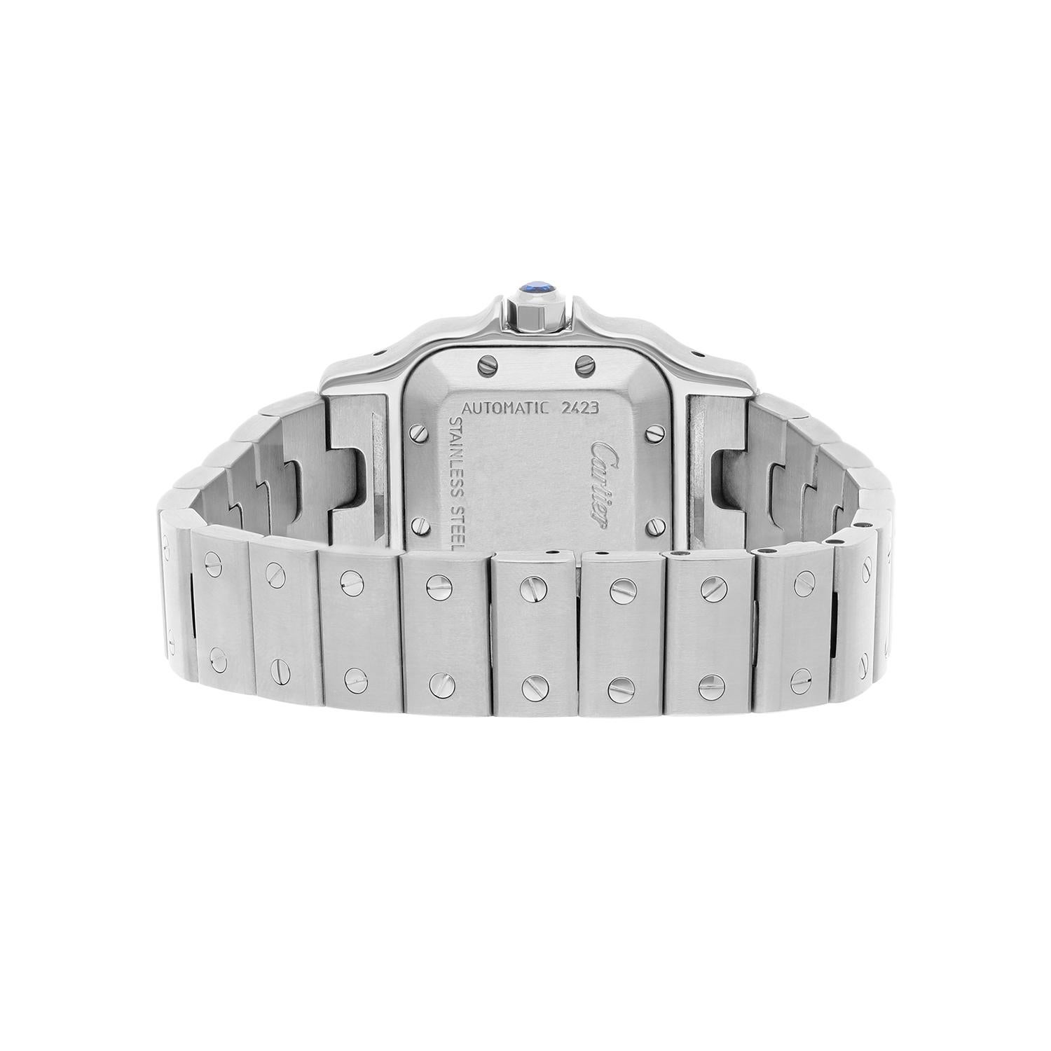 Cartier Santos Galbee Silber Zifferblatt Kleine Stahl Damenuhr W20054D6/2423 im Angebot 4