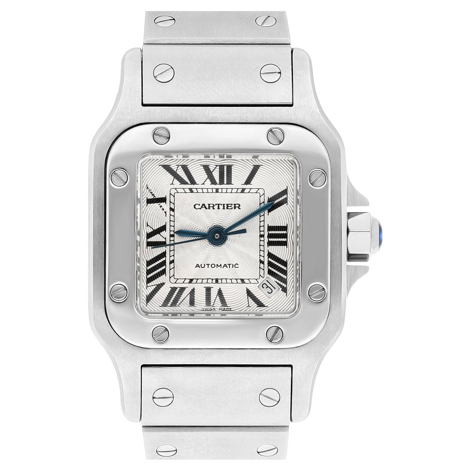 Cartier Santos Galbee Silver Dial Small Steel Ladies Watch W20054D6/2423 For Sale