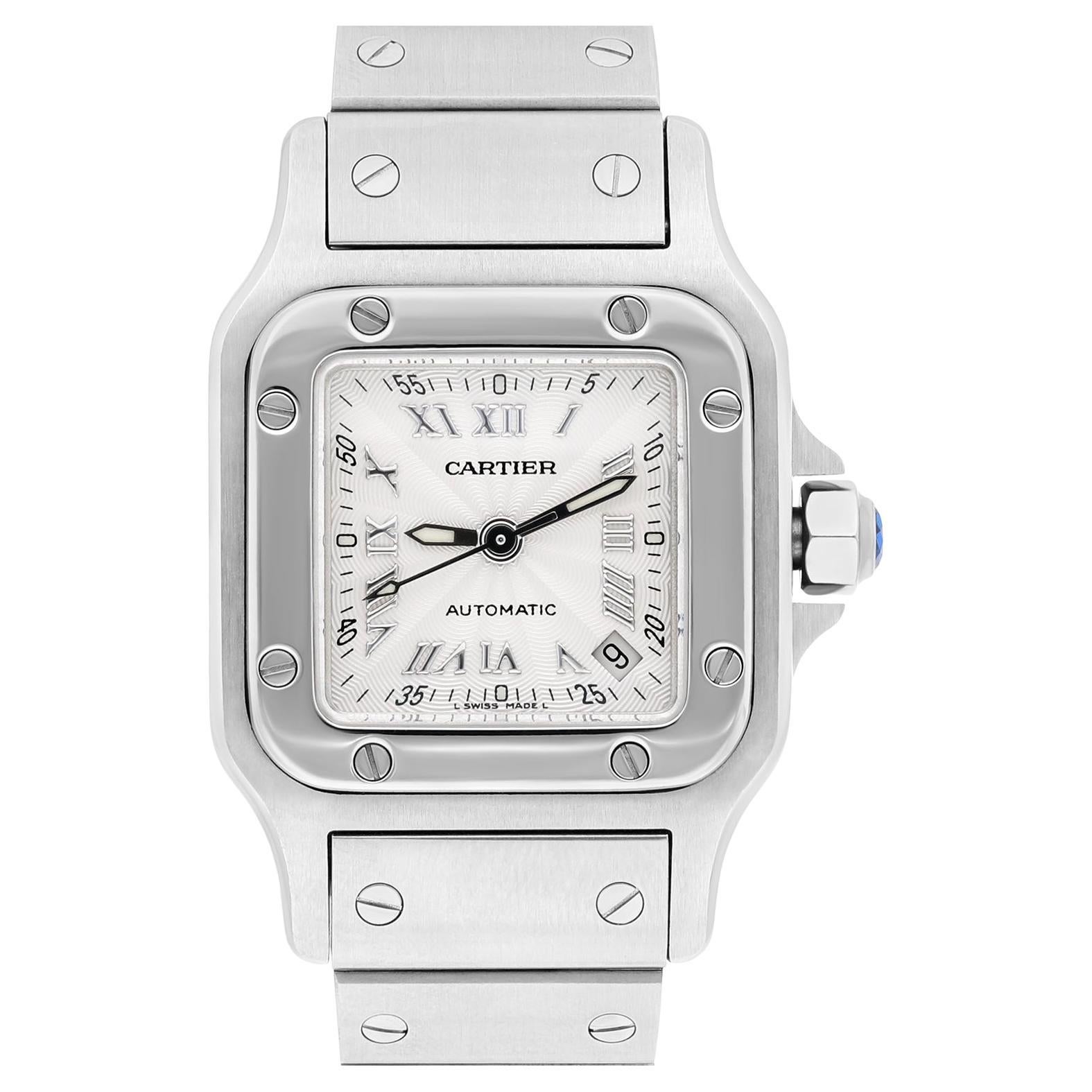 Cartier Santos Galbée Silver Dial Small Steel Ladies Watch W20054D6/2423 For Sale