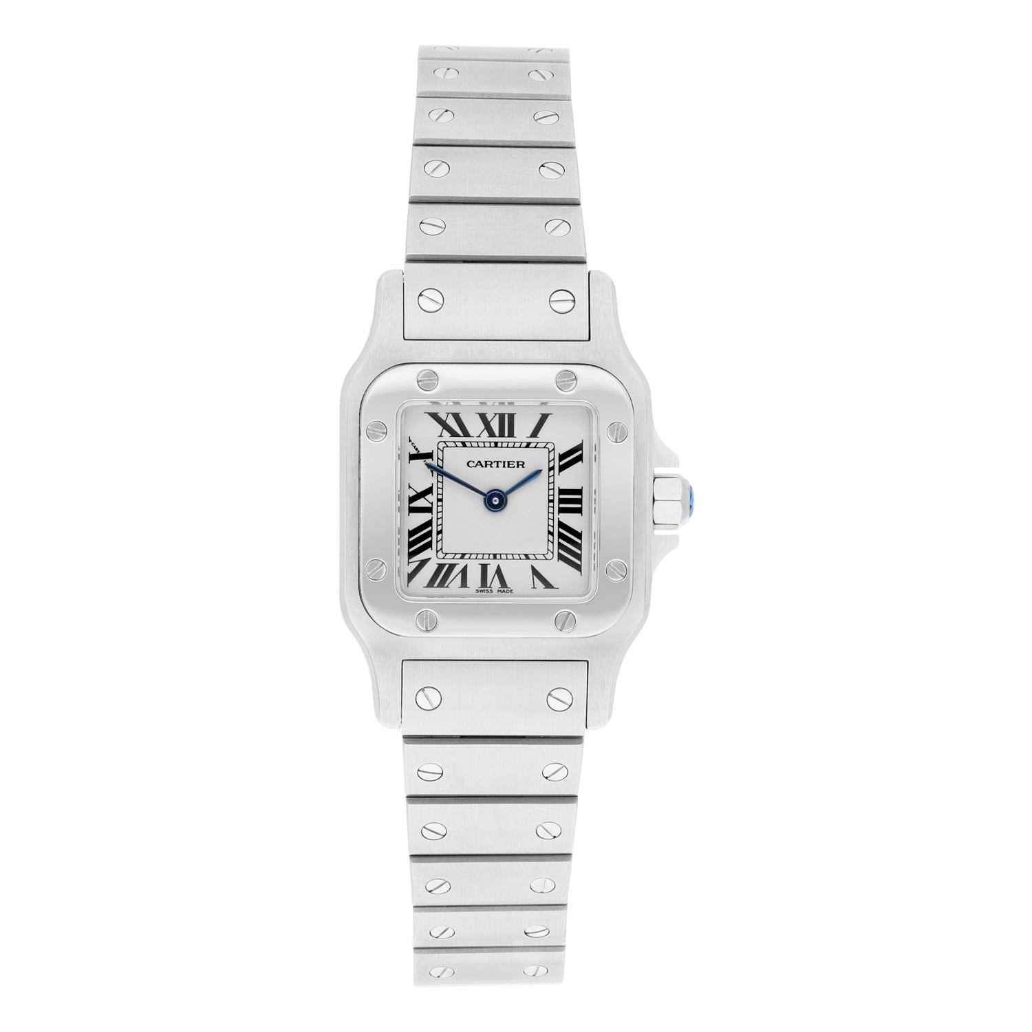 Elevate your wrist game with this stunning Cartier Santos Galbee Women's Wristwatch. Perfect for any occasion, this wristwatch is a must-have for those who appreciate timeless style and exceptional quality. With its small size of 24mm, it fits