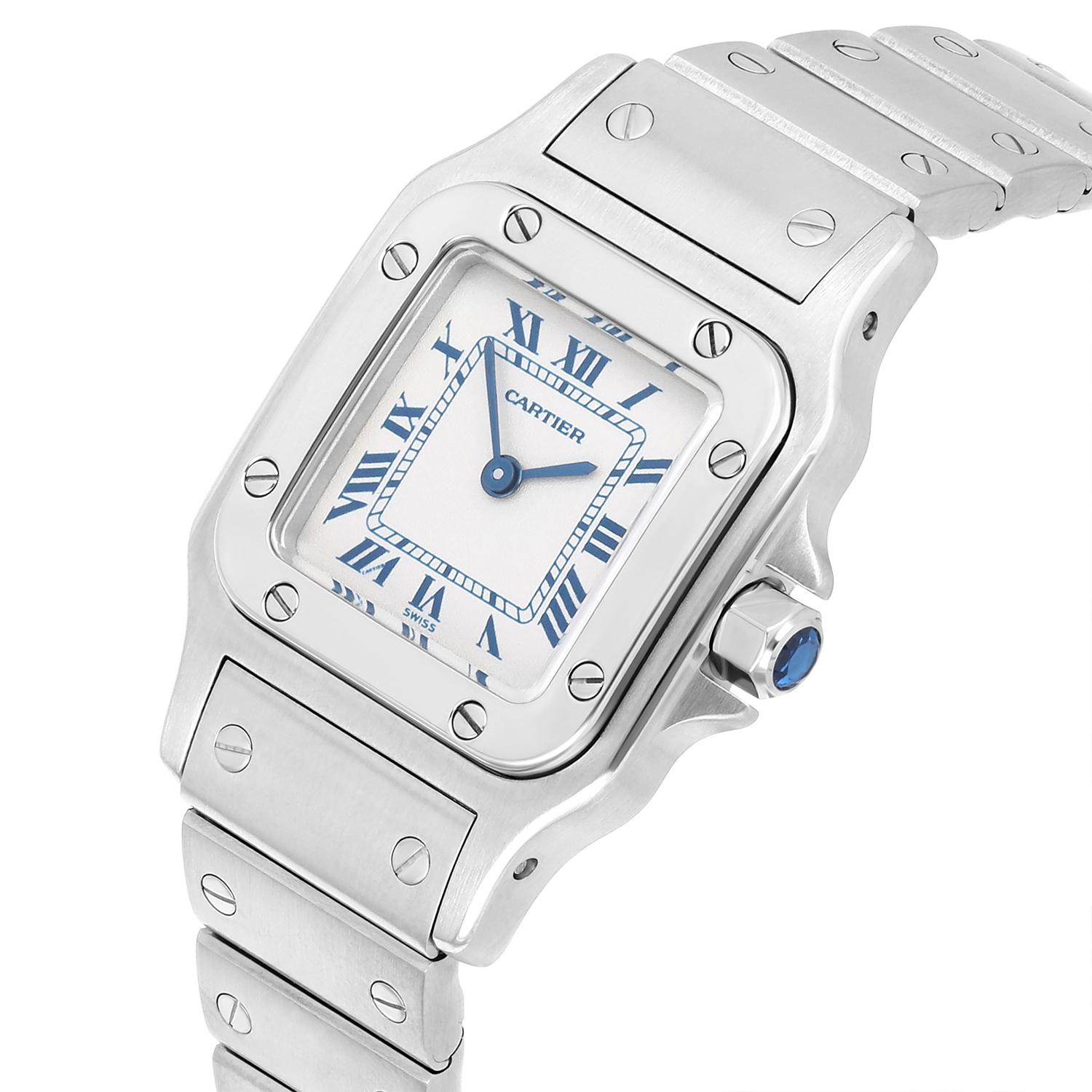 Cartier Santos Galbee petite montre pour femme en acier W20056D6/1565 Excellent état - En vente à New York, NY