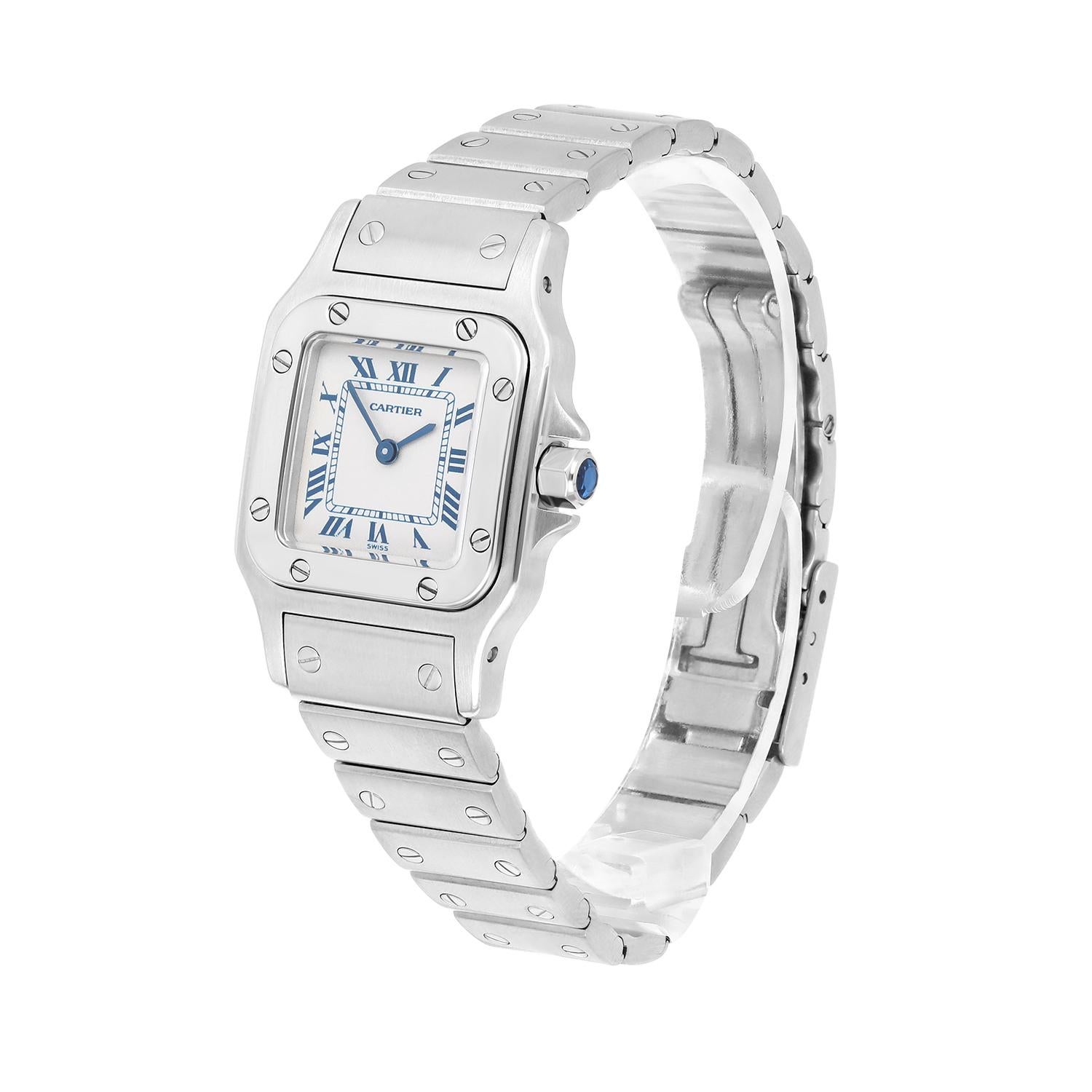 Women's Cartier Santos Galbee Silver Dial Small Steel Ladies Watch W20056D6/1565 For Sale