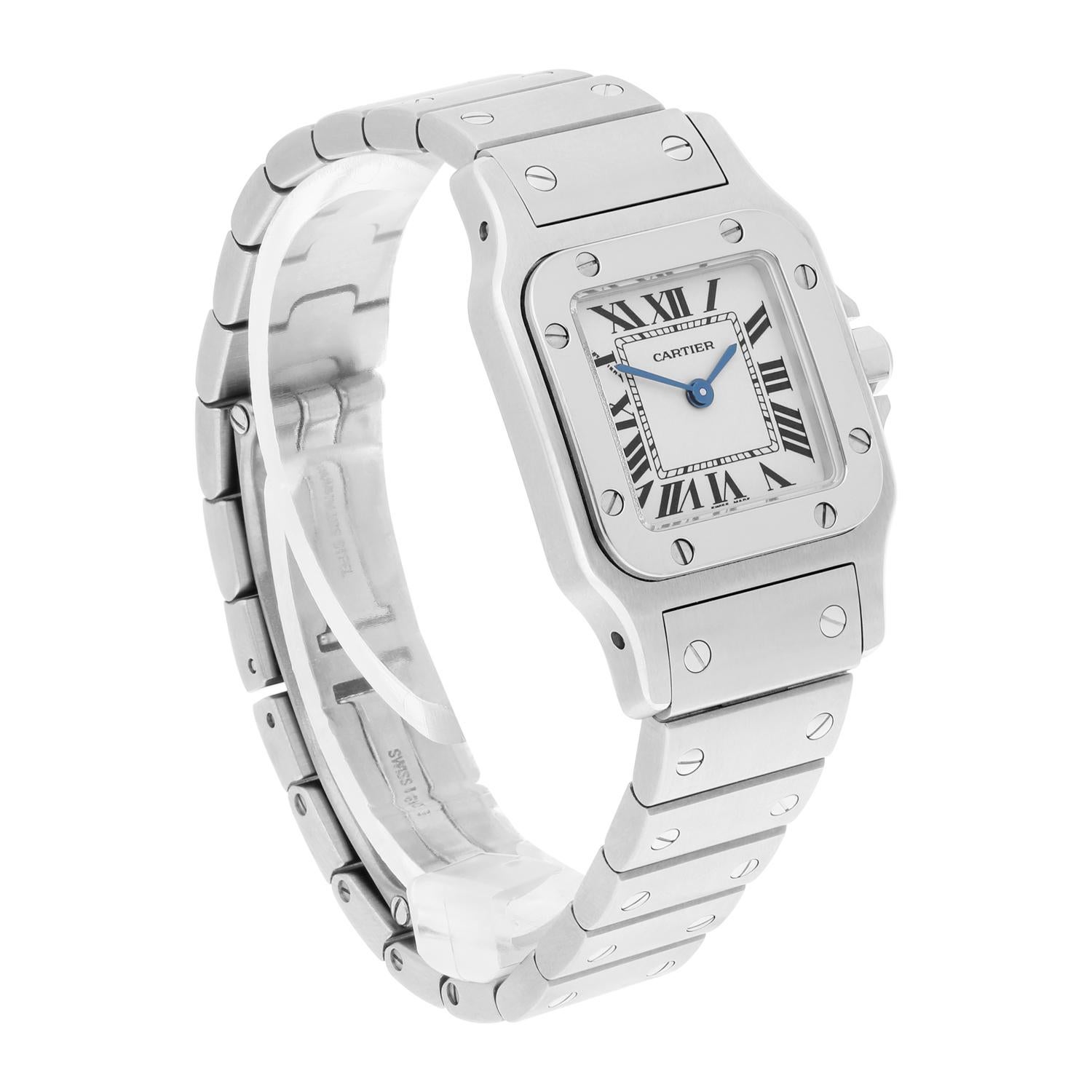 Cartier Santos Galbée Silver Dial Small Steel Ladies Watch W20056D6/1565 For Sale 1
