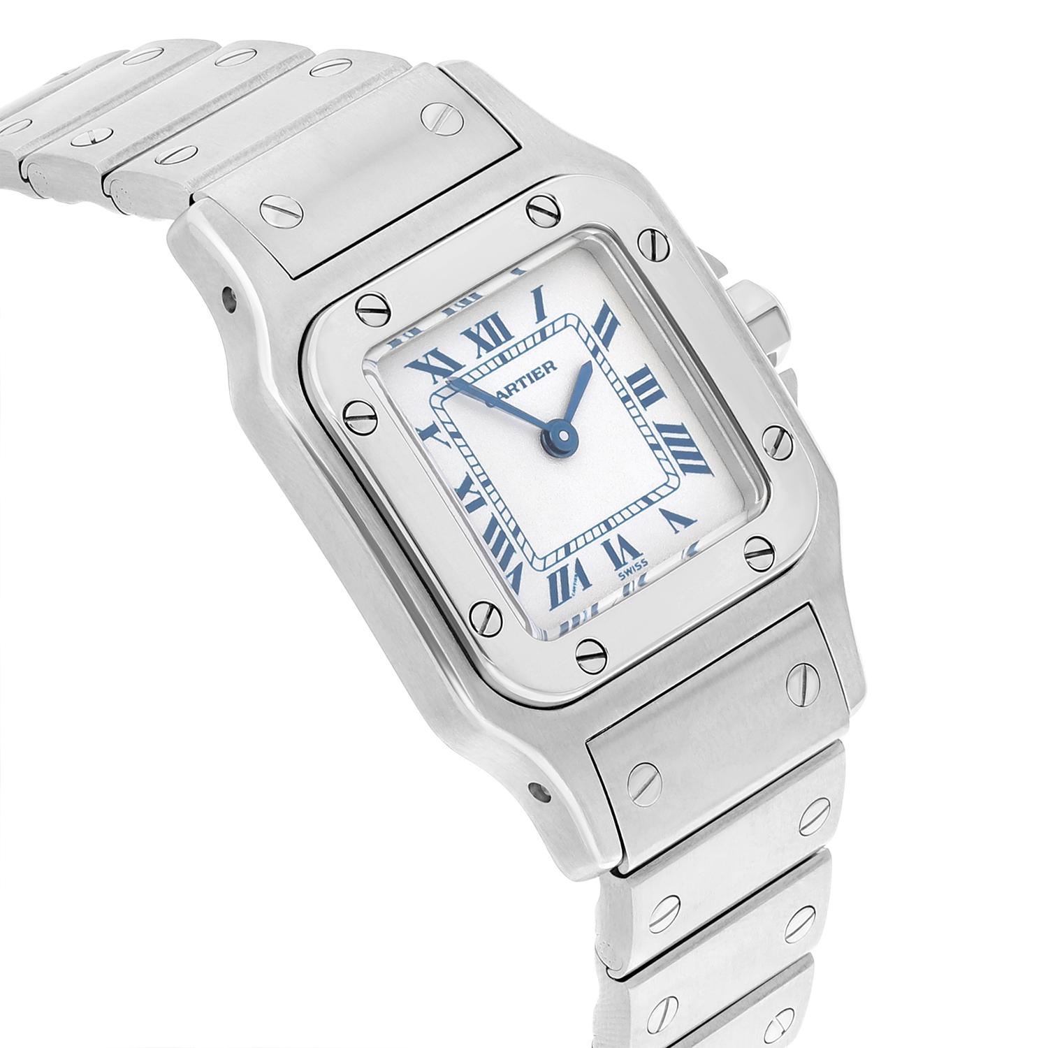 Cartier Santos Galbee Silver Dial Small Steel Ladies Watch W20056D6/1565 For Sale 2