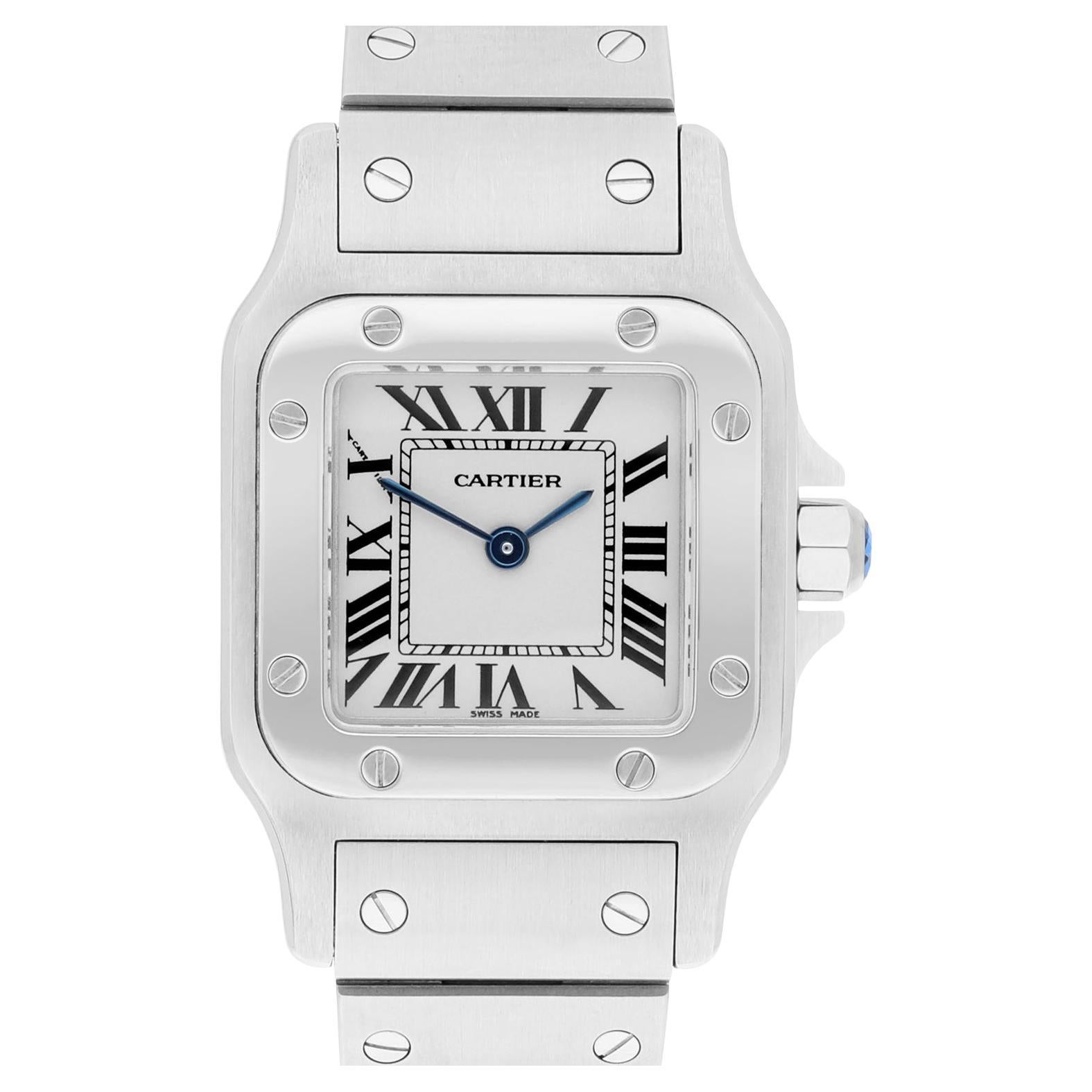 Cartier Santos Galbée Silver Dial Small Steel Ladies Watch W20056D6/1565 For Sale