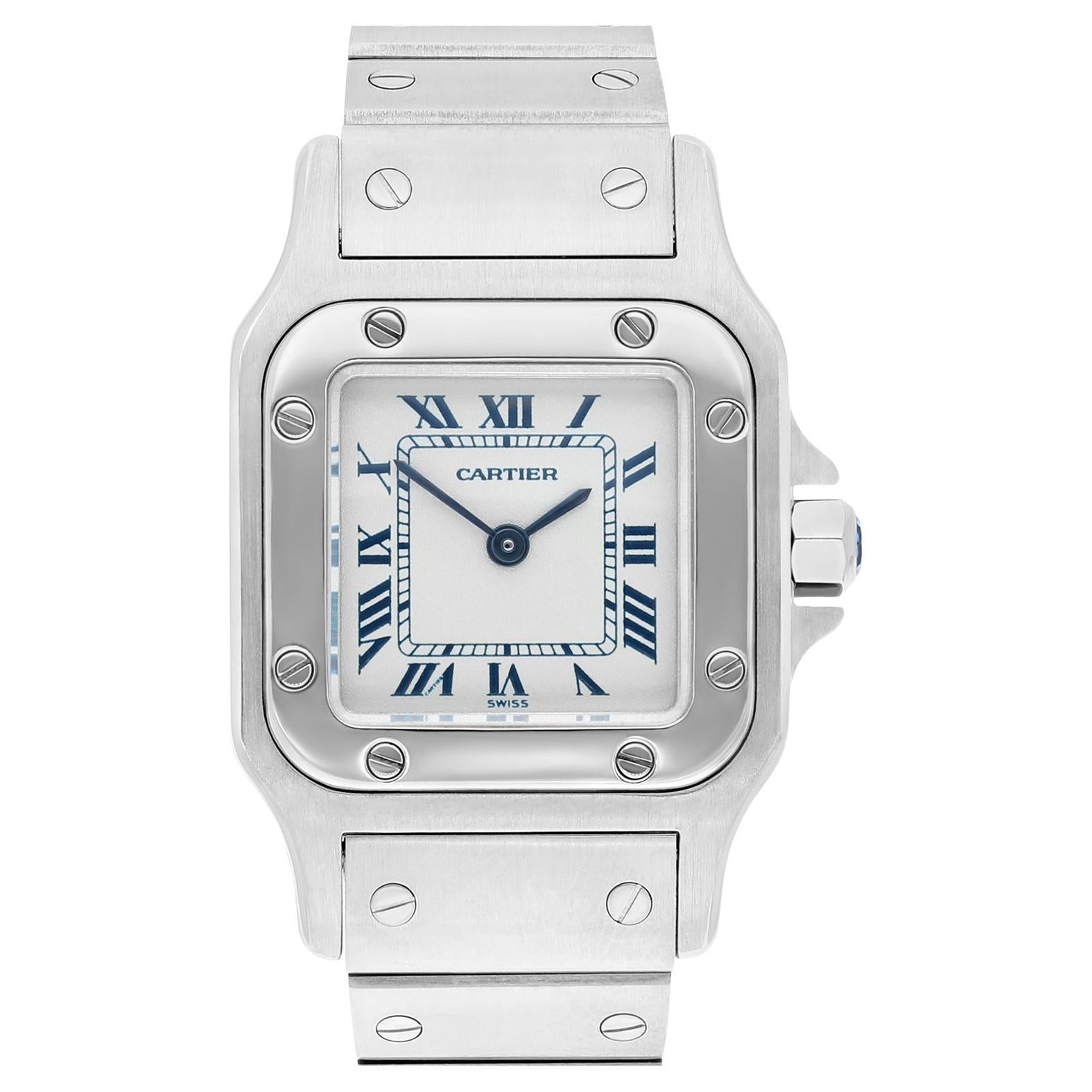 Cartier Santos Galbee Silver Dial Small Steel Ladies Watch W20056D6/1565 For Sale