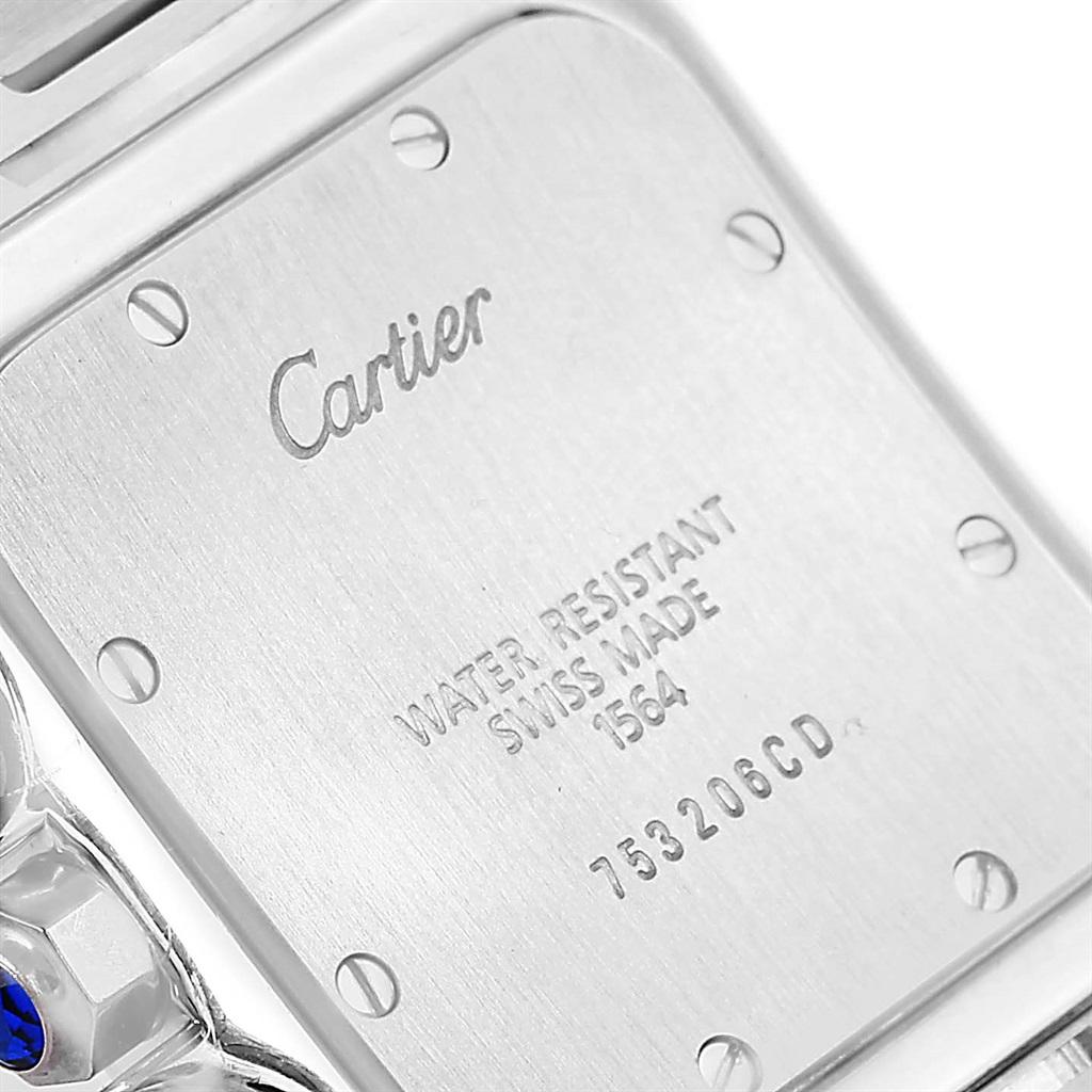 Cartier Santos Galbee Silver Dial Steel Unisex Watch W20060D6 In Excellent Condition For Sale In Atlanta, GA