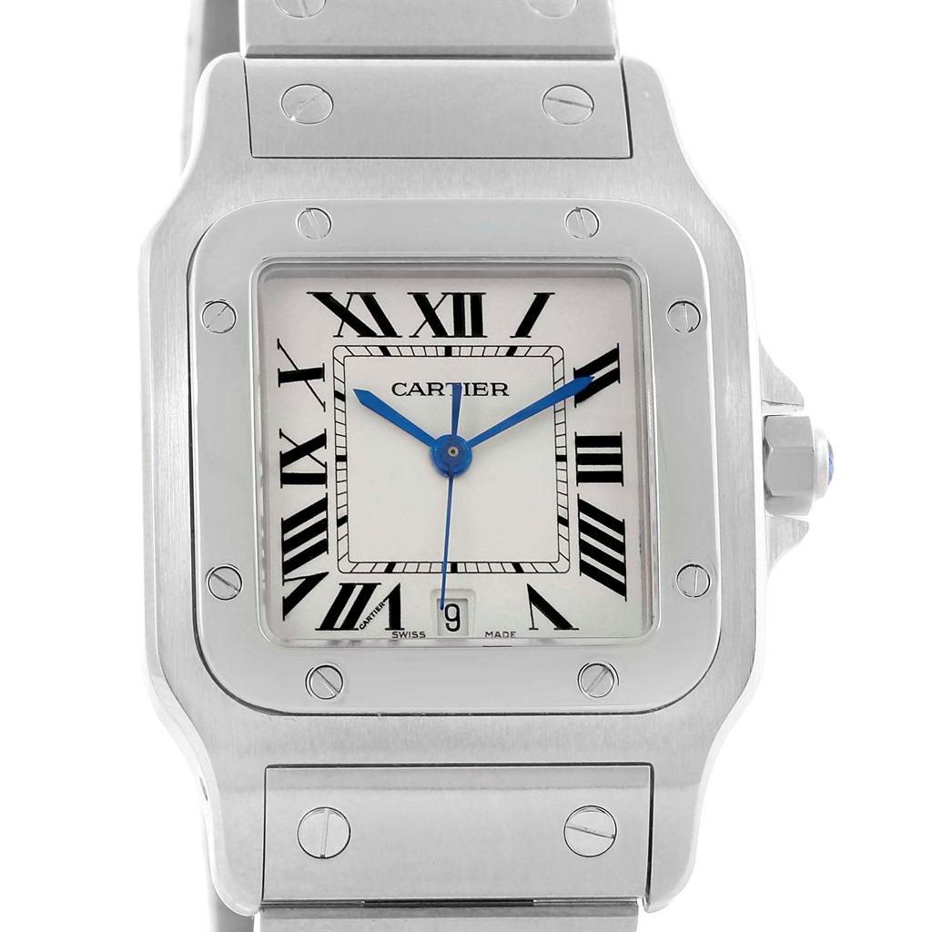 Cartier Santos Galbee Silver Dial Steel Unisex Watch W20060D6 For Sale 3