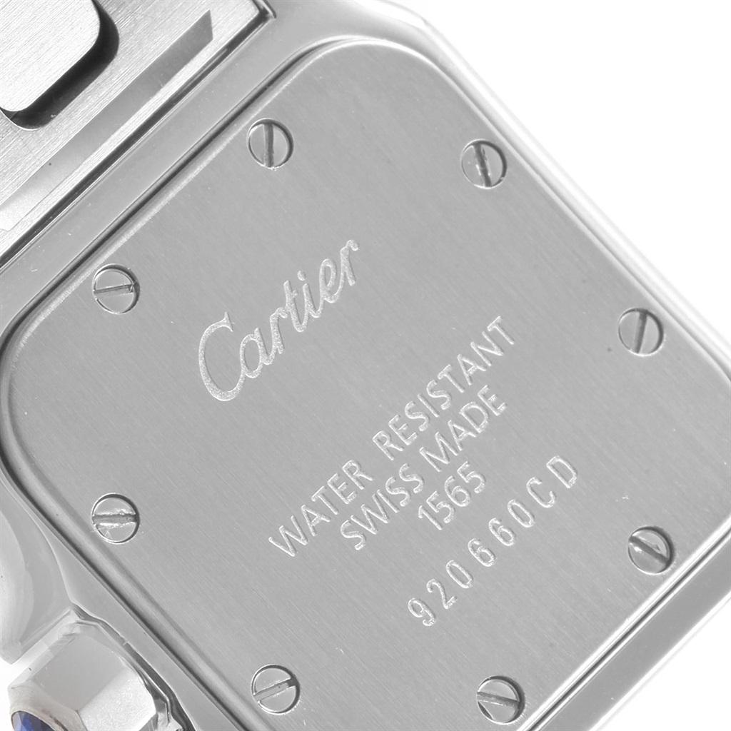 Cartier Santos Galbee Small Steel Silver Dial Quartz Watch W20056D6 In Excellent Condition In Atlanta, GA