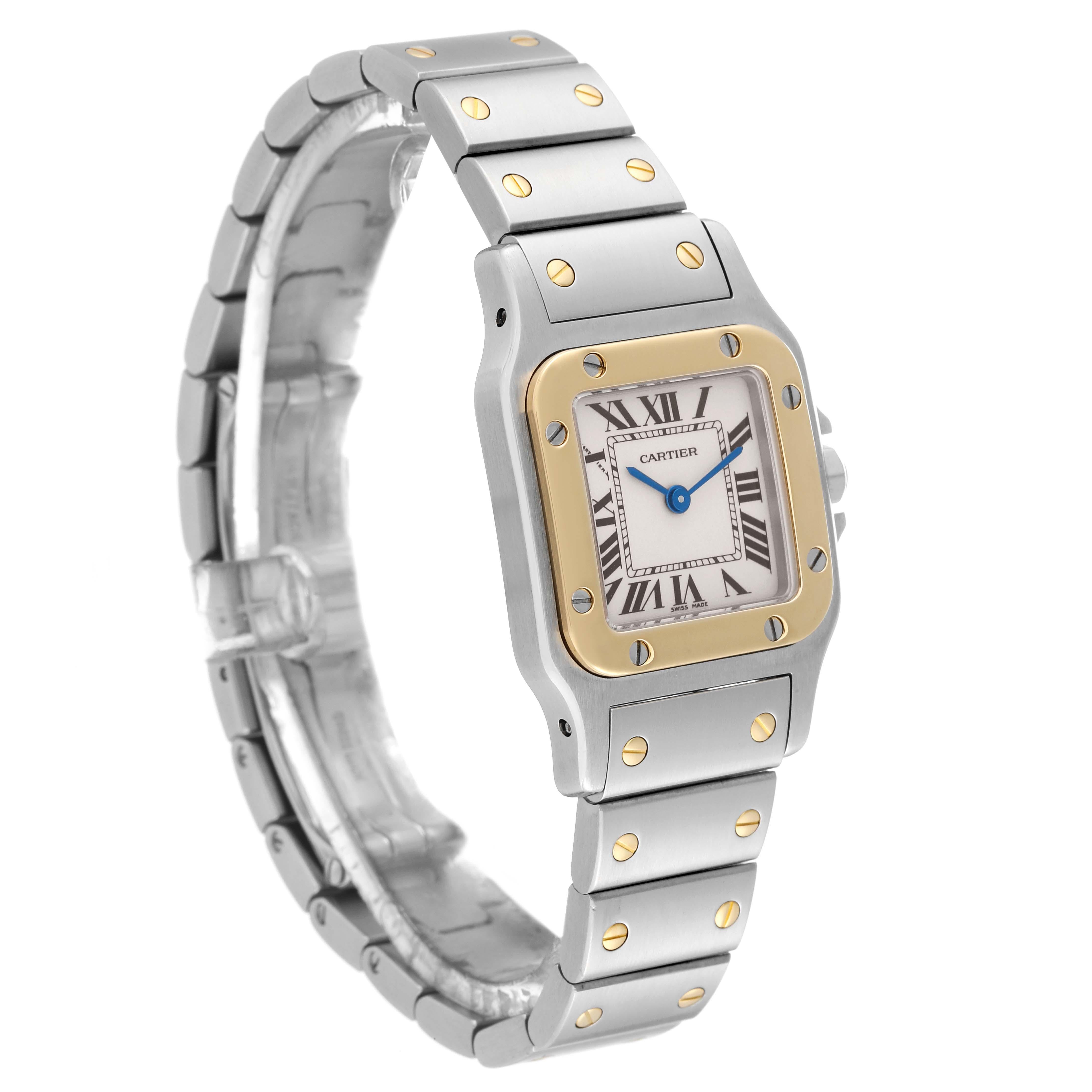 Cartier Santos Galbee Small Steel Yellow Gold Ladies Watch W20012C4 In Excellent Condition In Atlanta, GA