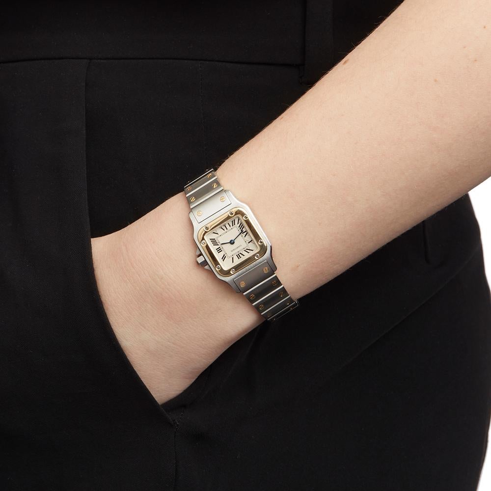 Cartier santos galbee stainless steel & 18k Yellow gold 1567 Ladies wristwatch In Excellent Condition In Bishops Stortford, Hertfordshire