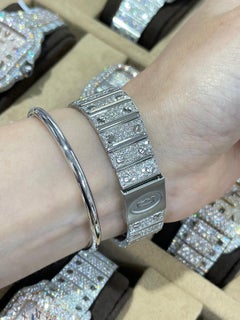 Cartier Santos Galbee Stainless Steel Custom Diamond Quartz Watch 98790