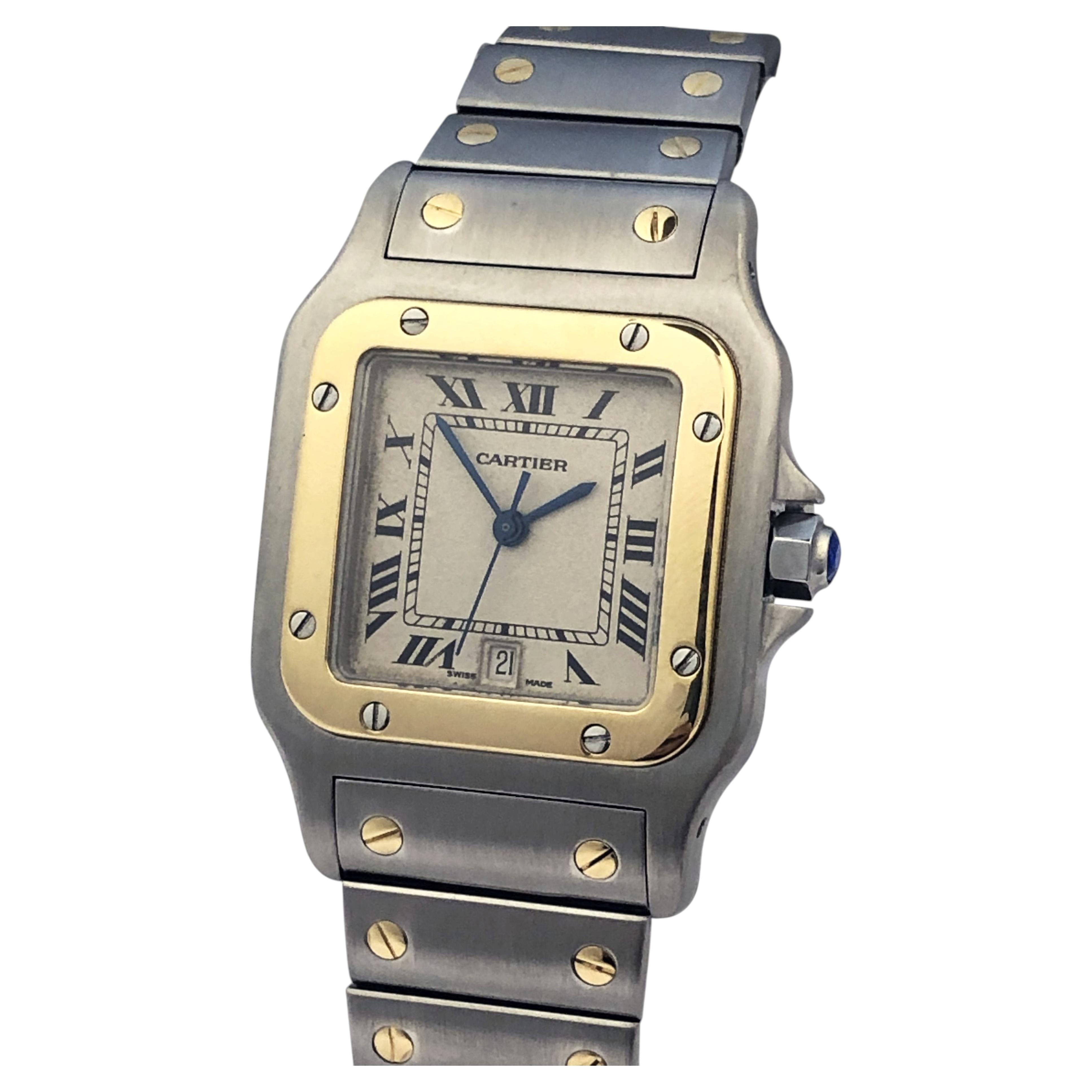 Cartier Santos Galbee Stainless Steel and Gold large Quartz Wrist Watch