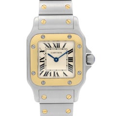 Cartier Santos Galbee Stainless Steel Gold Cream Dial Ladies Quartz Watch 1567