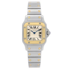 Cartier Santos Galbee - Montre à quartz pour femmes:: acier inoxydable:: cadran crème et or 1567