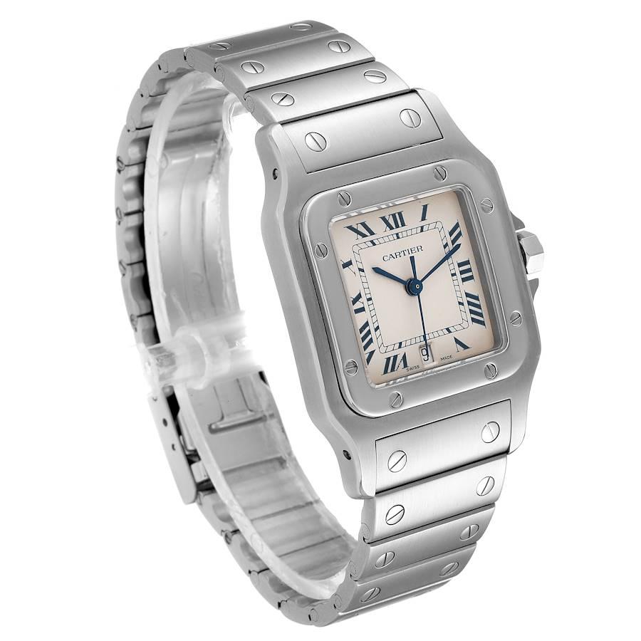 Cartier Santos Galbee Edelstahl Silber Zifferblatt Unisex Uhr 987901 im Zustand „Hervorragend“ im Angebot in Atlanta, GA