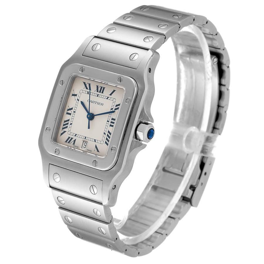 Cartier Santos Galbee Edelstahl Silber Zifferblatt Unisex Uhr 987901 im Angebot 1